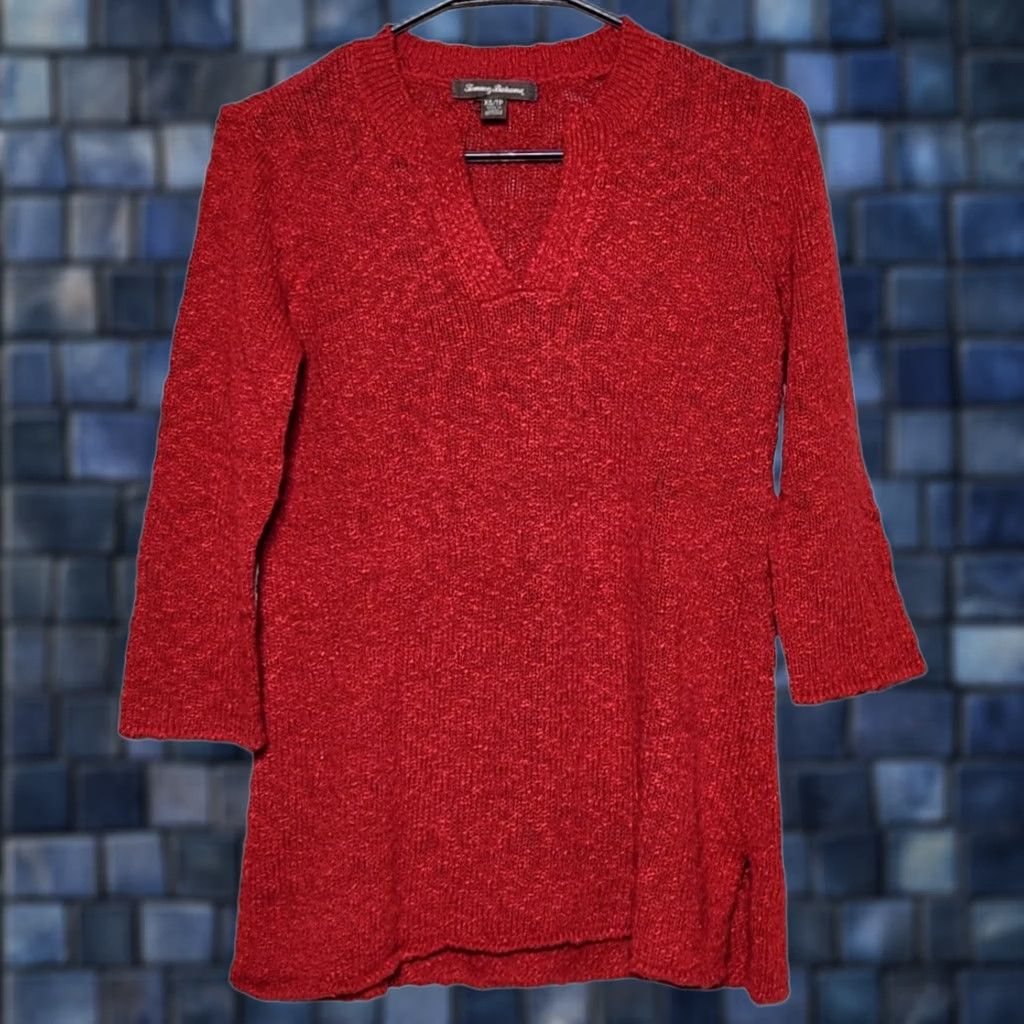 Tommy Bahama Tommy Bahama Sweater Women's XS Knit 3/4 Sleeve Pullover Red Cotton Blend Knit Solid Pullover 60% Cotton 40% Acrylic Womens Size XS / US 0-2 / IT 36-38 - 1 Thumbnail