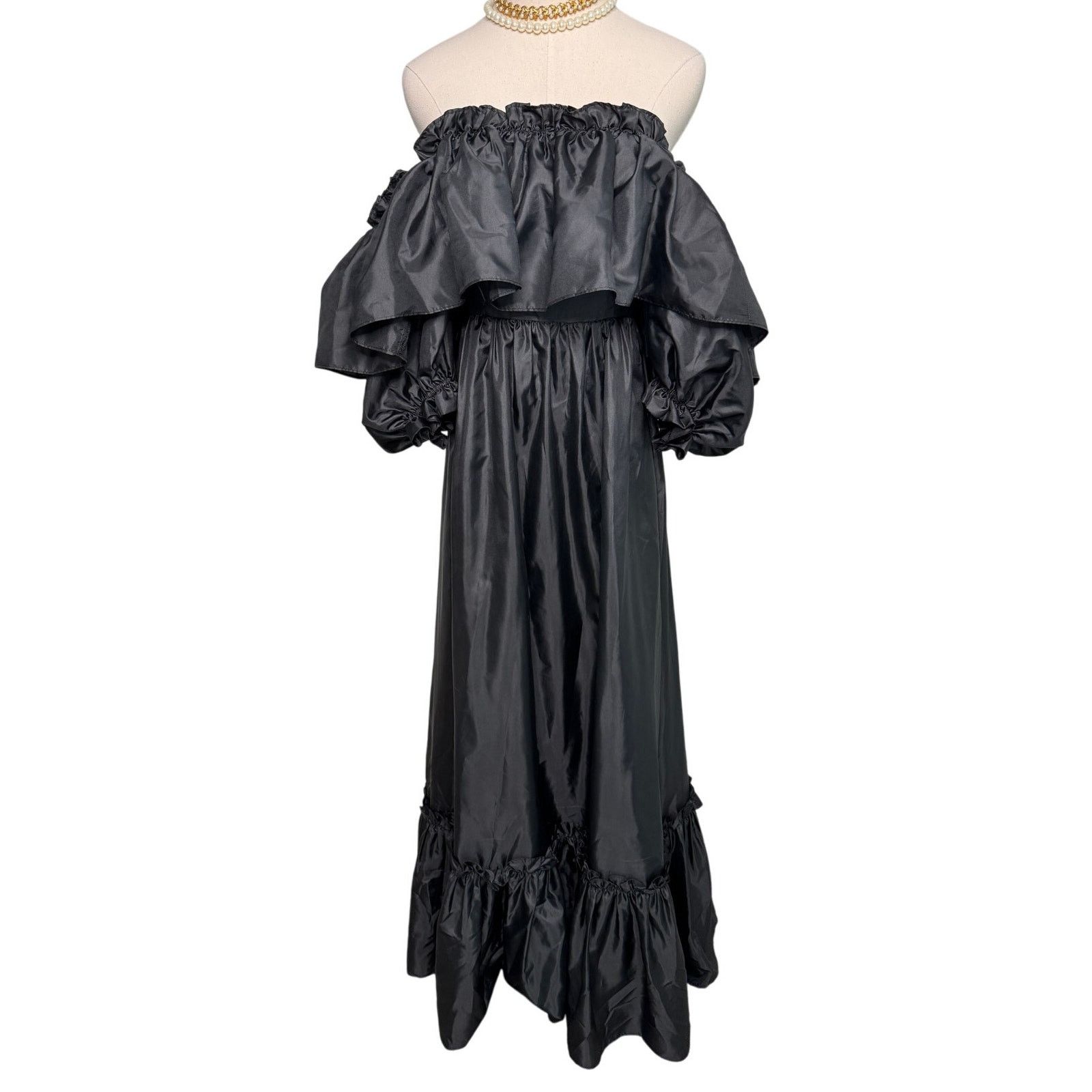 LoveShackFancy LoveShackFancy Tara Ruffle-trim Taffeta Dress black size 2 Size XS / US 0-2 / IT 36-38 - 5 Thumbnail
