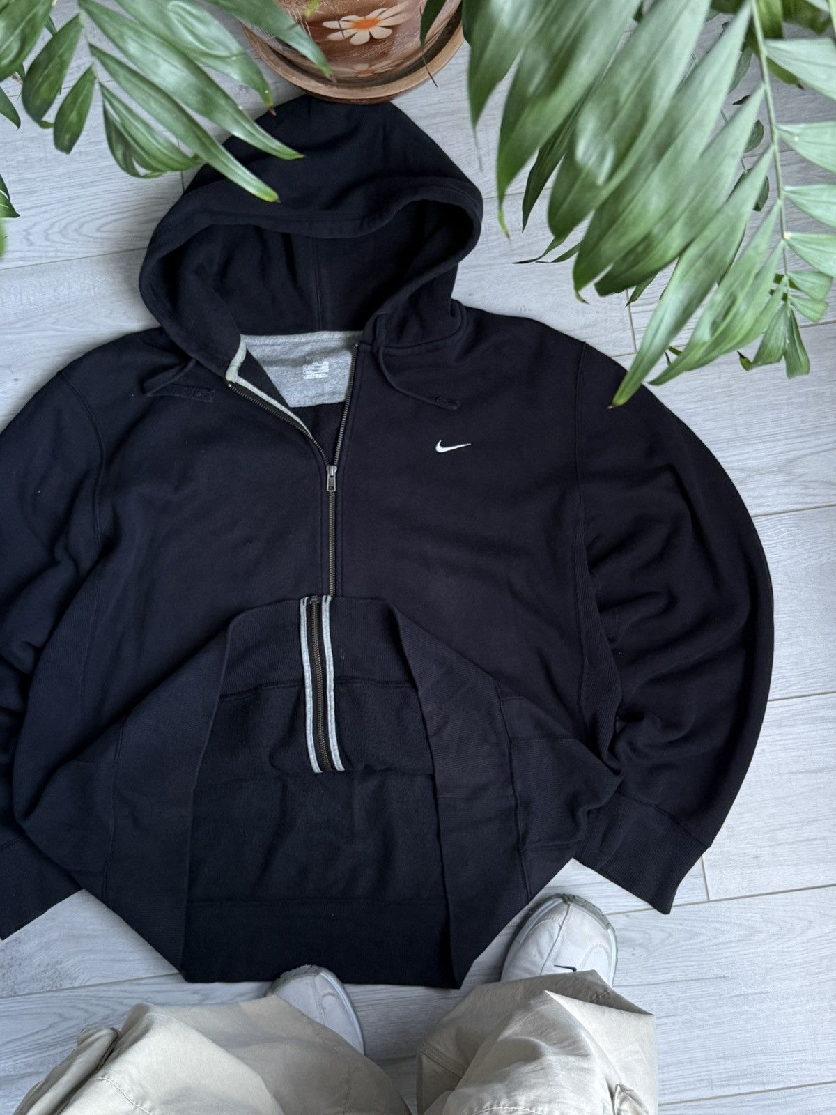 Nike × Vintage Vintage Nike oversized zip hoodie swoosh logo Size US XXL / EU 58 / 5 - 1 Thumbnail