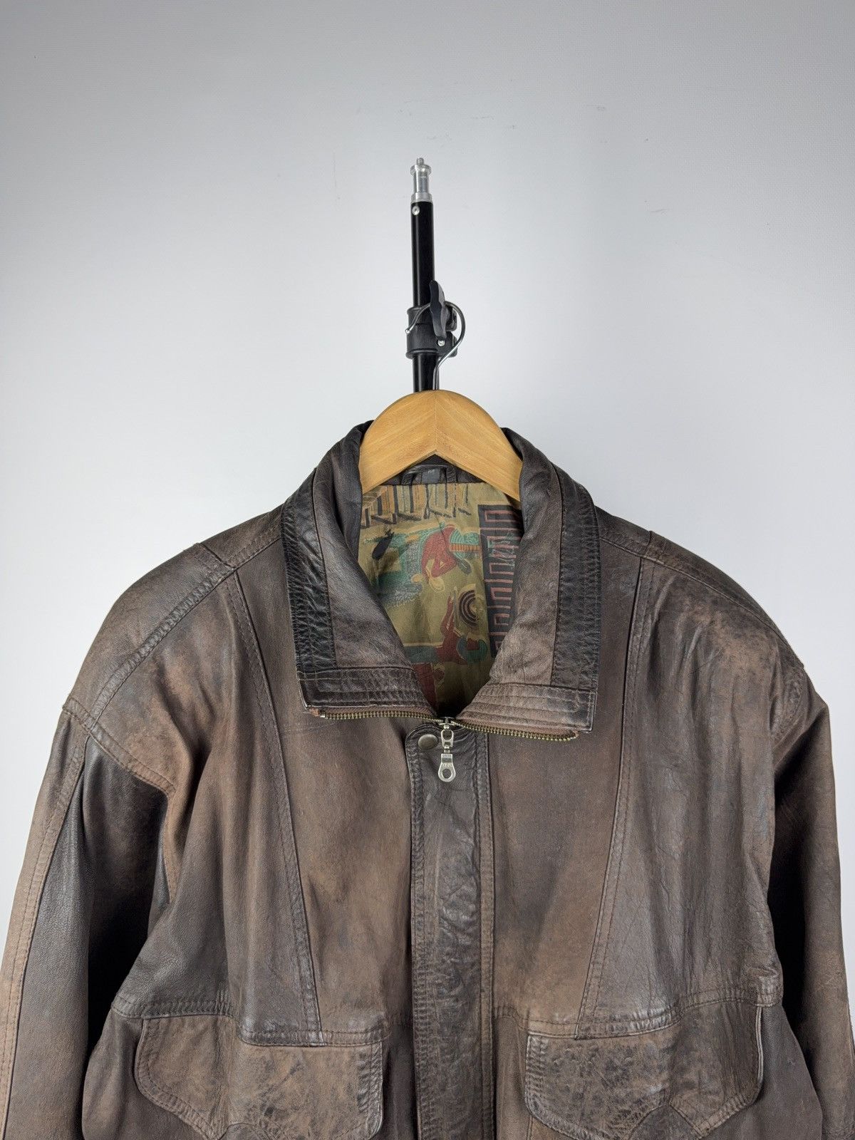 Leather Vintage Genuine Leather MOTO Bomber Jacket Rock Punk Rick Size US L / EU 52-54 / 3 - 2 Thumbnail