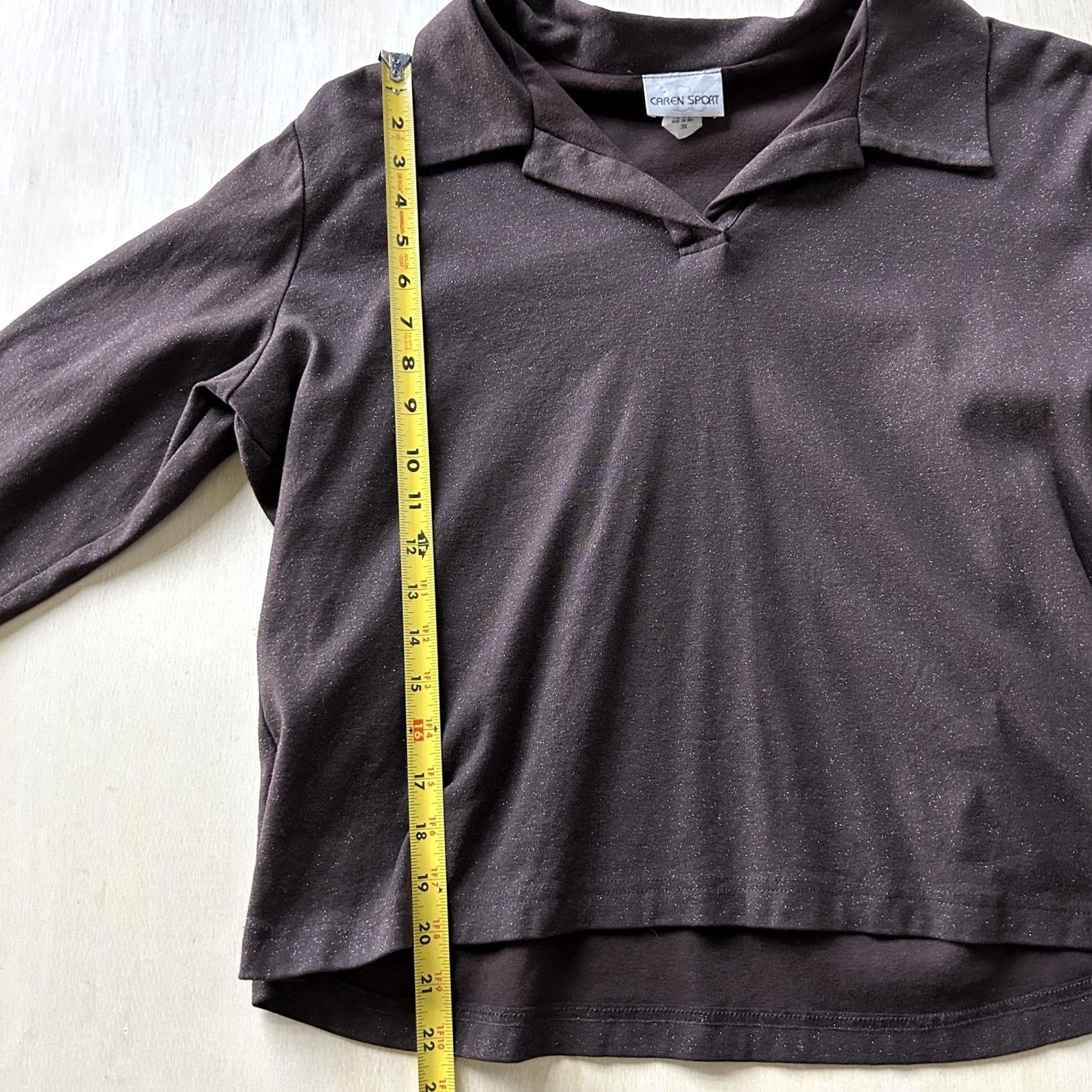 Vintage Caren Sport Polo Shirt Womens 3X Brown Long Sleeve Collared USA Top Shirt Size XXL / US 16-18 / IT 52-54 - 4 Thumbnail