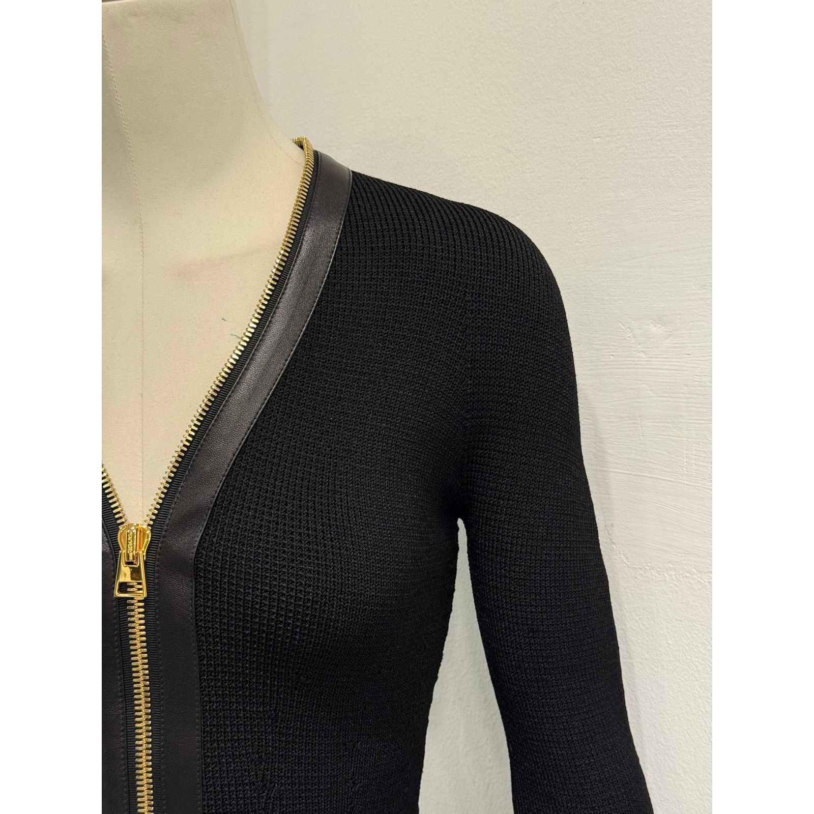 Tom Ford Tom Ford black zip knit and leather pencil skirt set Size S / US 4 / IT 40 - 9 Thumbnail