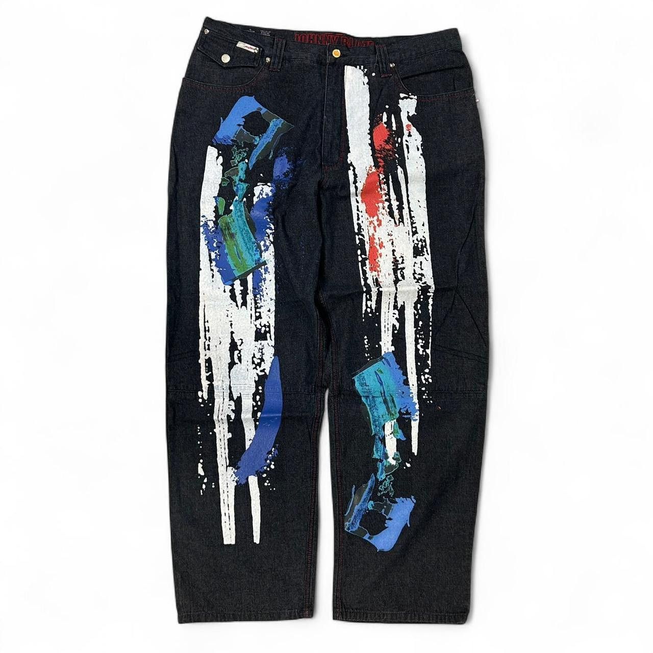 Vintage VTG Johnny Blaze Baggy Embroidered & Painted Jeans Size 38 Size US 38 / EU 54 - 1 Thumbnail