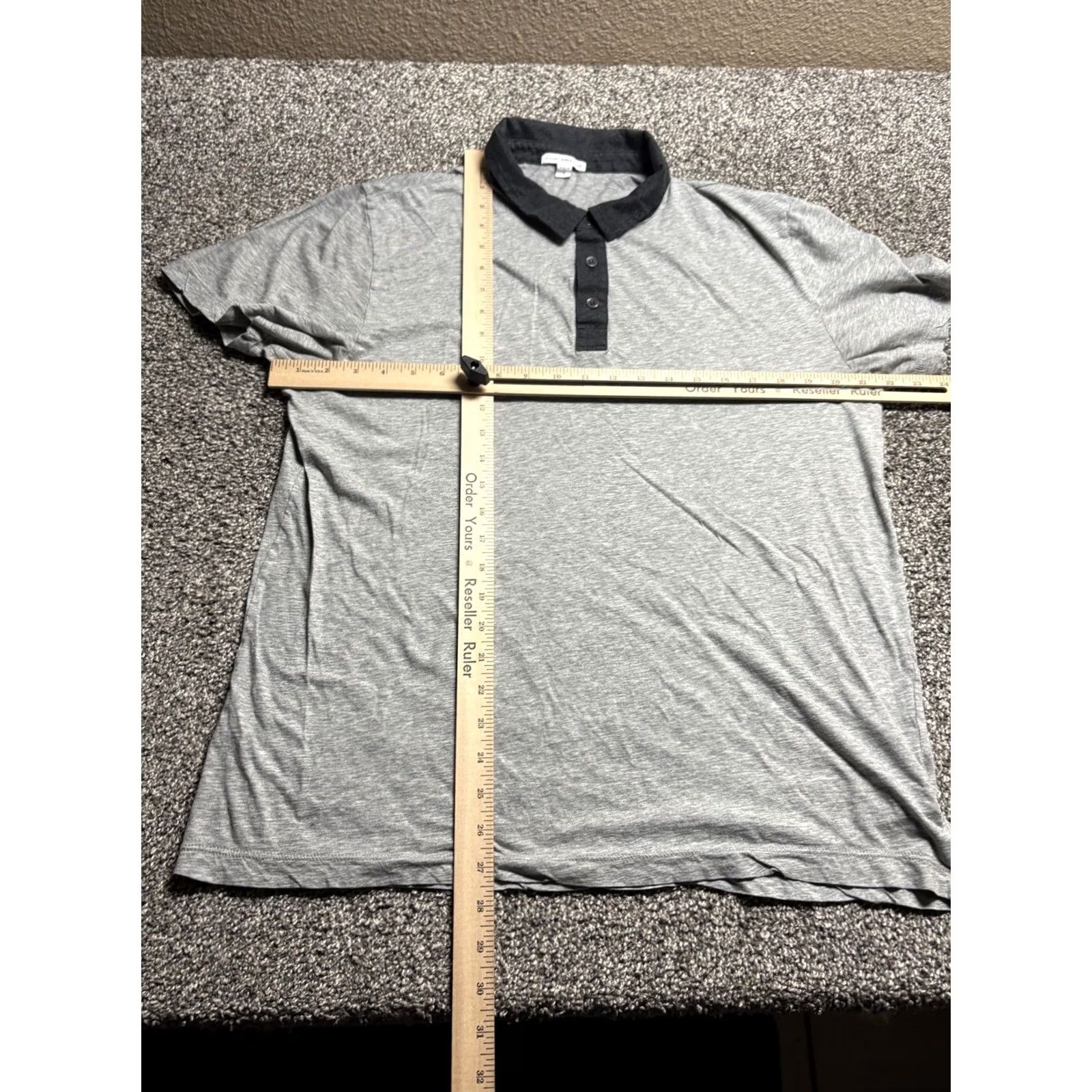 James Perse James Perse Shirt Mens L Gray Polo Supima Contrast Collar USA Polo Shirt Size US L / EU 52-54 / 3 - 4 Thumbnail