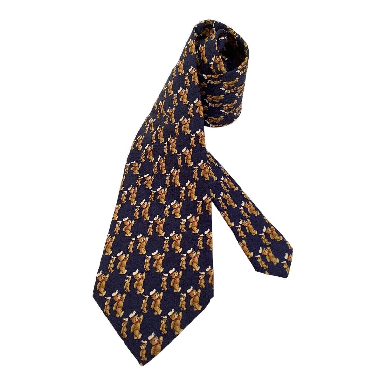 Breuer BREUER Blue Teddy Bear Print Luxury Silk Tie Hand Made In Fr Size ONE SIZE - 1 Thumbnail