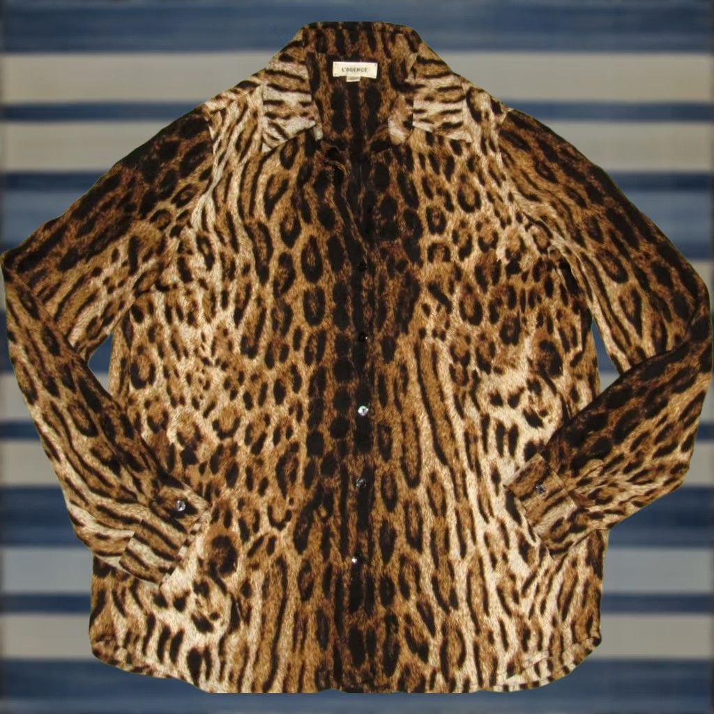 L'AGENCE L'AGENCE Silk Leopard Long Sleeve Button Down Blouse Shirt XS Size XS / US 0-2 / IT 36-38 - 1 Thumbnail