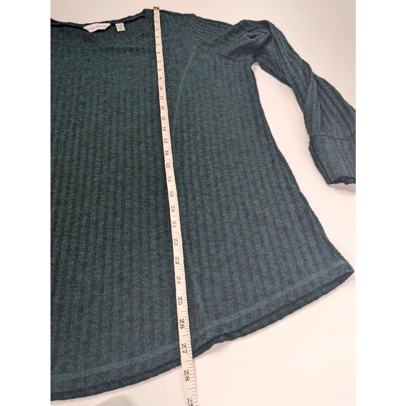 Vintage Susan Graver Women's Petite Green Sweater Rib Knit Crew Neck Tunic A544664 Size XL / US 12-14 / IT 48-50 - 5 Thumbnail