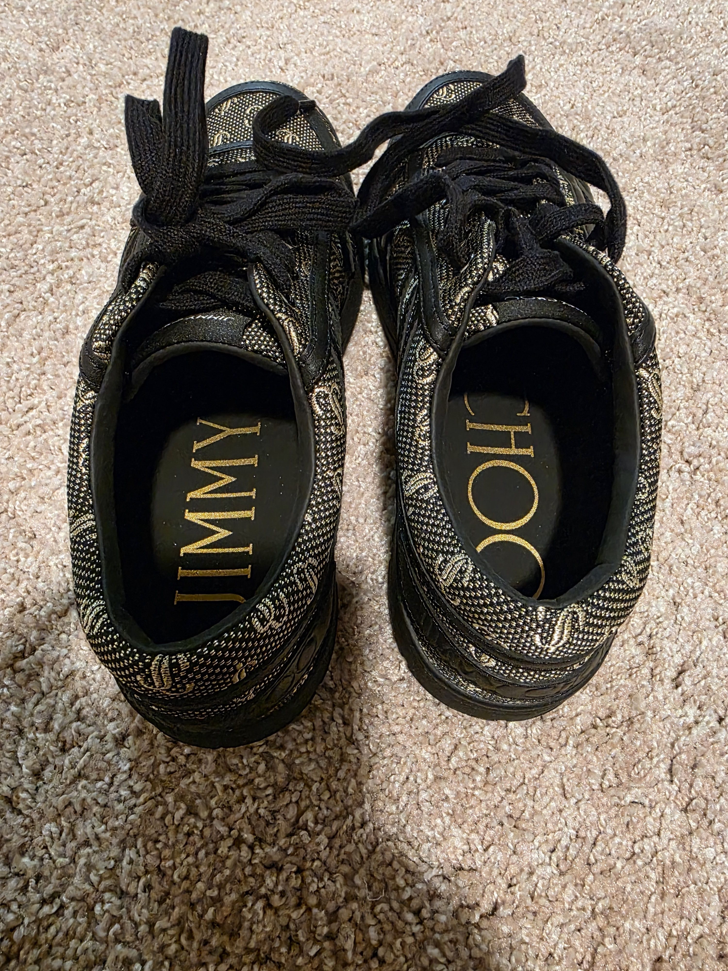 Jimmy Choo Jimmy Choo: Black/Gold Monogram Sneakers (BRAND NEW) Size US 9 / EU 42 - 10 Thumbnail