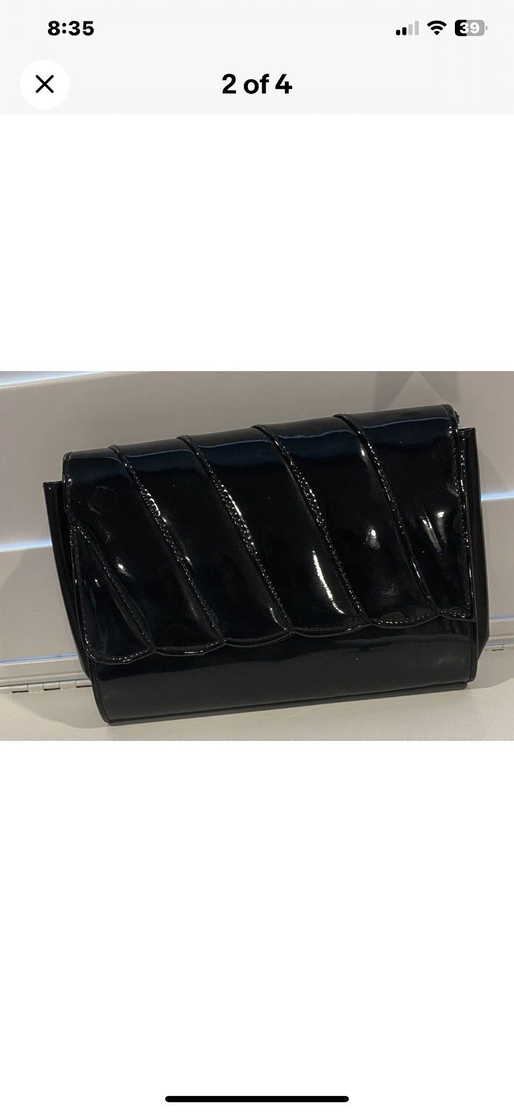 Other Black Patent Rectangle Shoulder /Clutch Purse 11” x 7” Size ONE SIZE - 2 Thumbnail