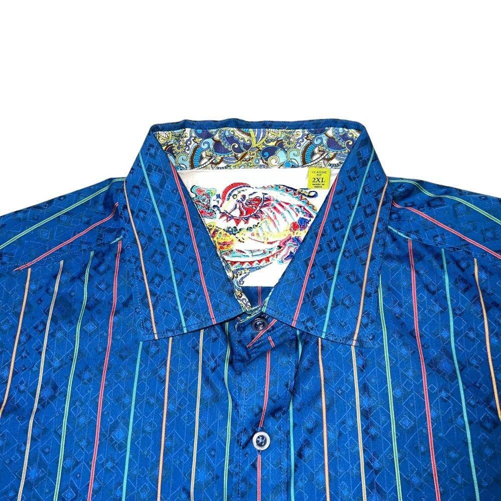 Robert Graham Robert Graham Blue Button Down Dress Shirt Size 2XL Size 48R - 3 Thumbnail