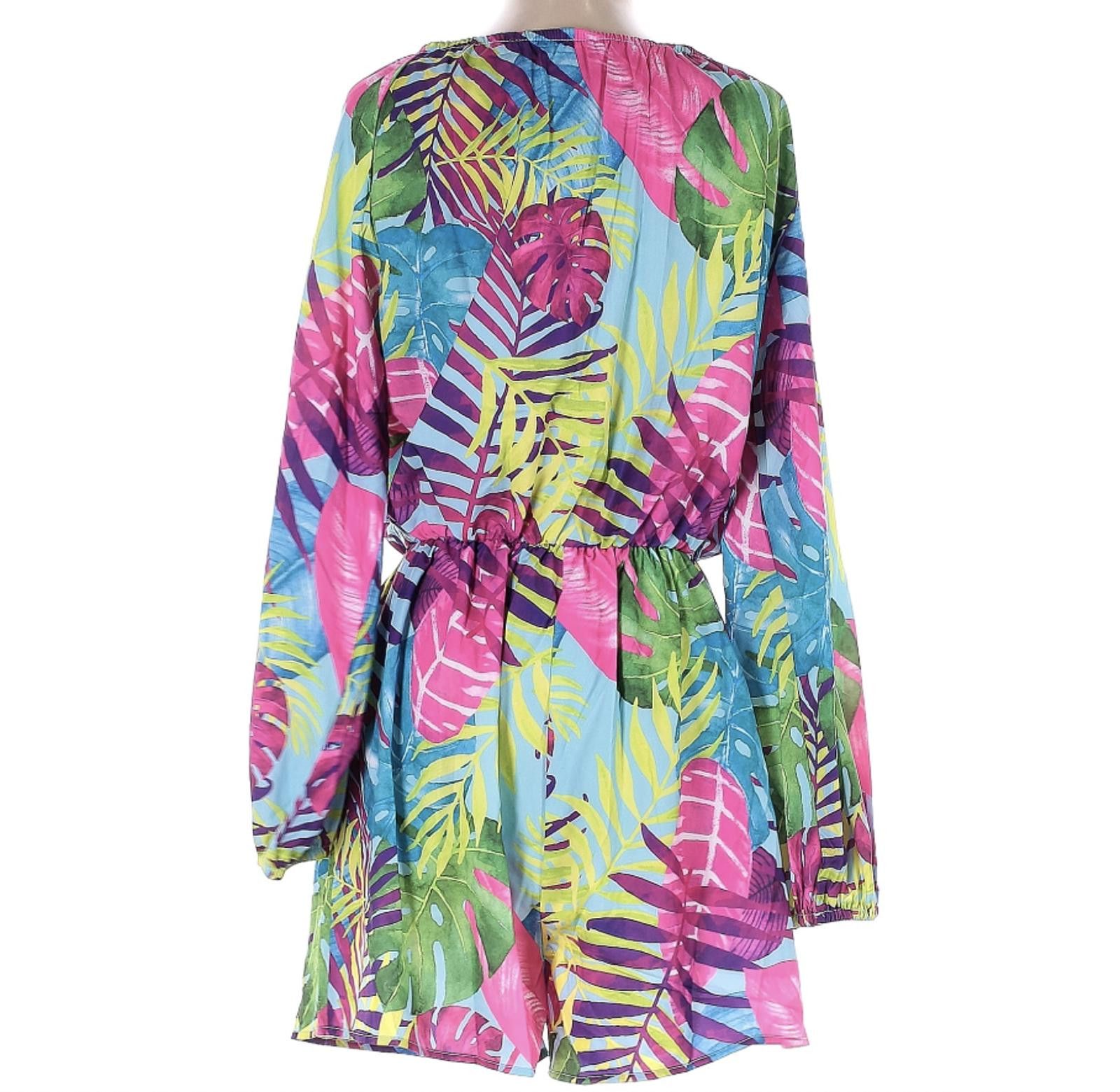 Shein Shein Tropical Print Long Sleeve Romper Size 8-10 Large Size 36" / US 14 / IT 50 - 2 Thumbnail
