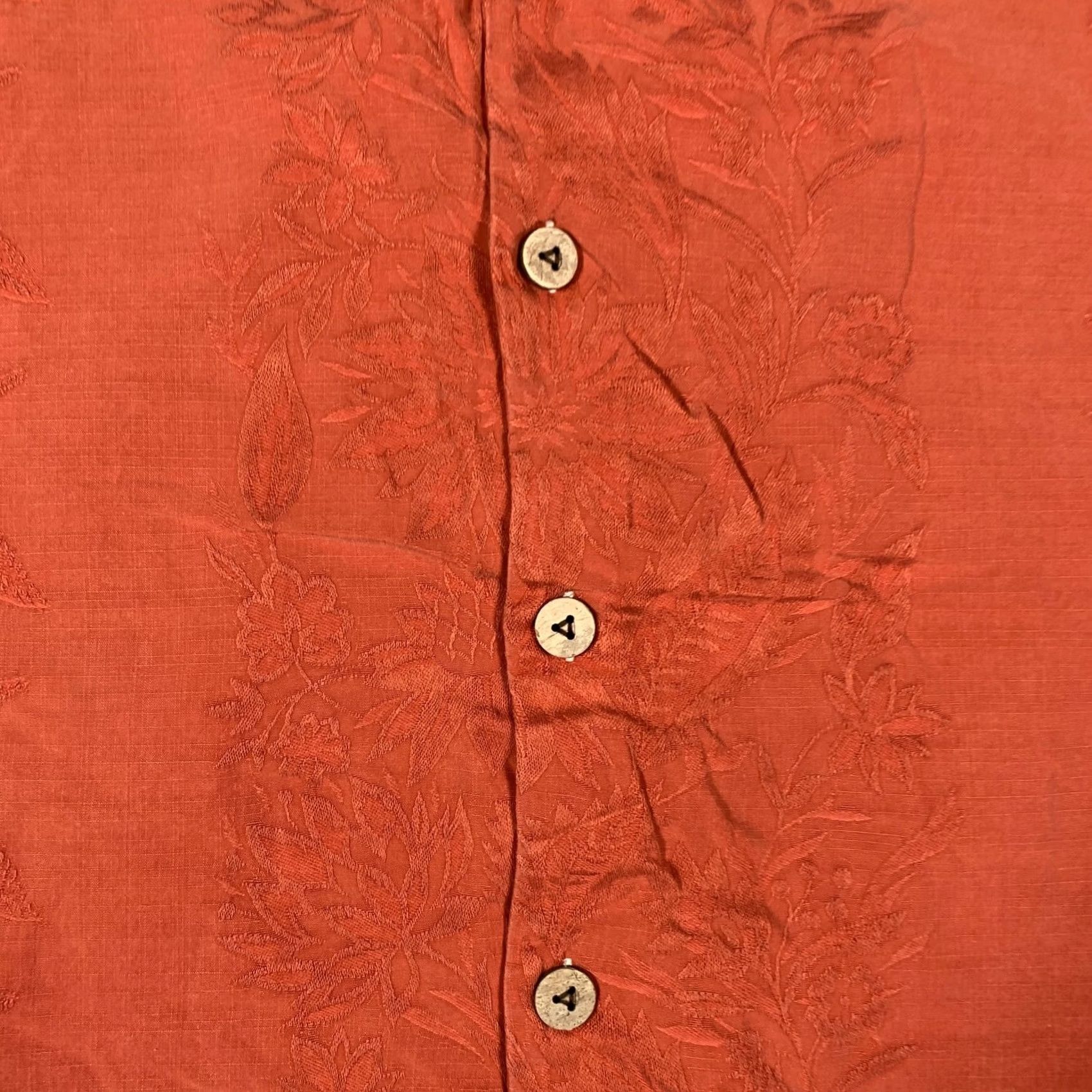 Tommy Bahama Tommy Bahama Shirt Mens L Orange Silk Cotton Embroidered Camp Hawaiian Button-Up Short Sleeve Size US L / EU 52-54 / 3 - 4 Thumbnail