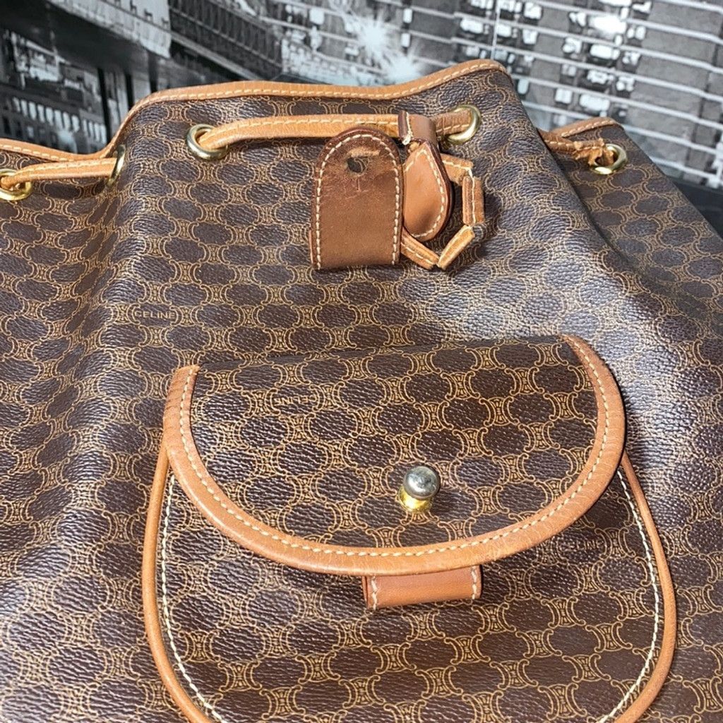 Celine Authentic CELINE Macadam Blason Drawstring Leather Backpack Size ONE SIZE - 16 Thumbnail