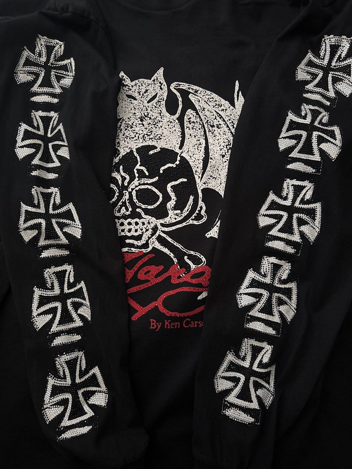 Ed Hardy × Ken Carson GRAIL…Ken Carson x Ed Hardy Rhinestone Long Sleeve Size US XXL / EU 58 / 5 - 2 Thumbnail