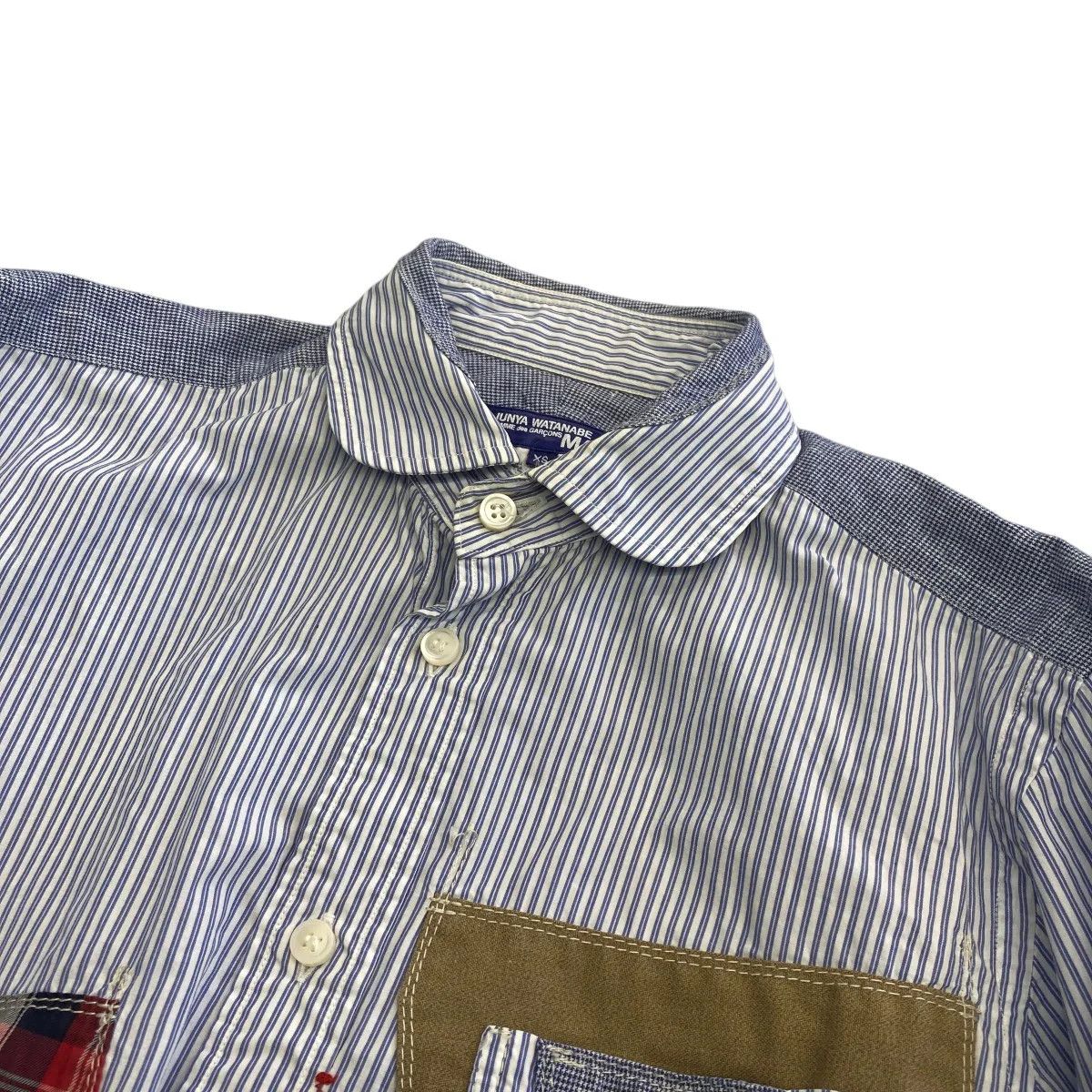 Comme des Garcons × Junya Watanabe AD2011 Elbow Patch Patchwork Button Up Striped Shirt Size US XS / EU 42 / 0 - 3 Thumbnail