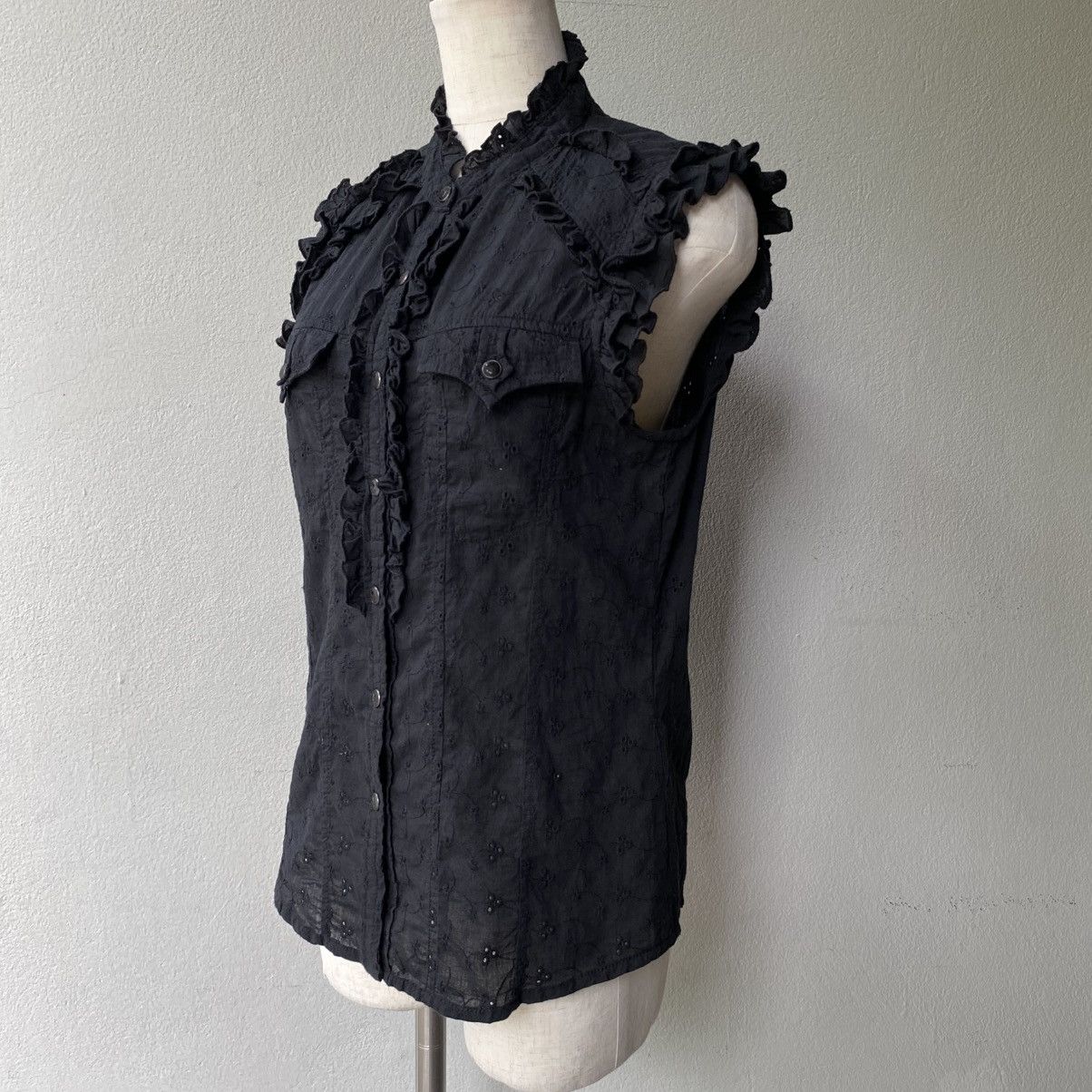 Japanese Brand Parasuco Denim Legend Y2K Punk Sleeveless fitted top Size S / US 4 / IT 40 - 3 Thumbnail