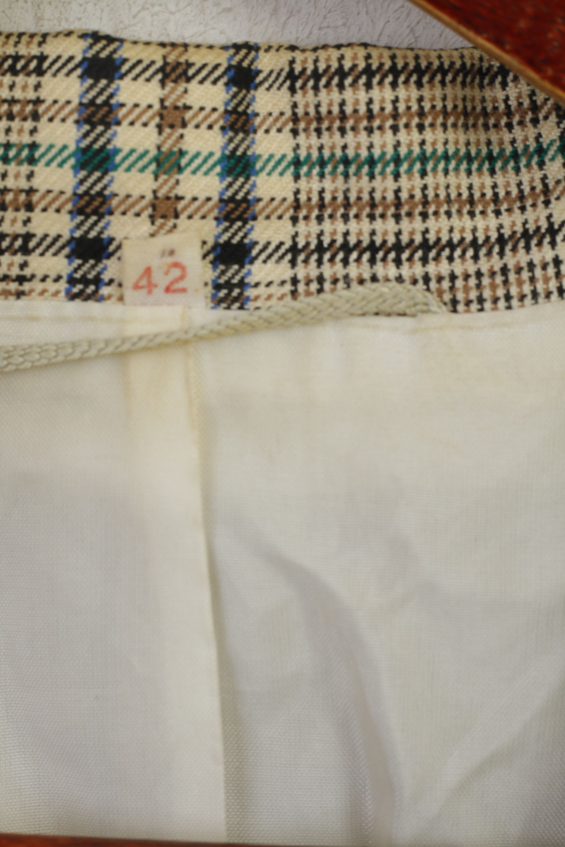Vintage Sebastiano Women 42 XL Blazer Beige Wool Check 6220 Size L / US 10 / IT 46 - 3 Thumbnail