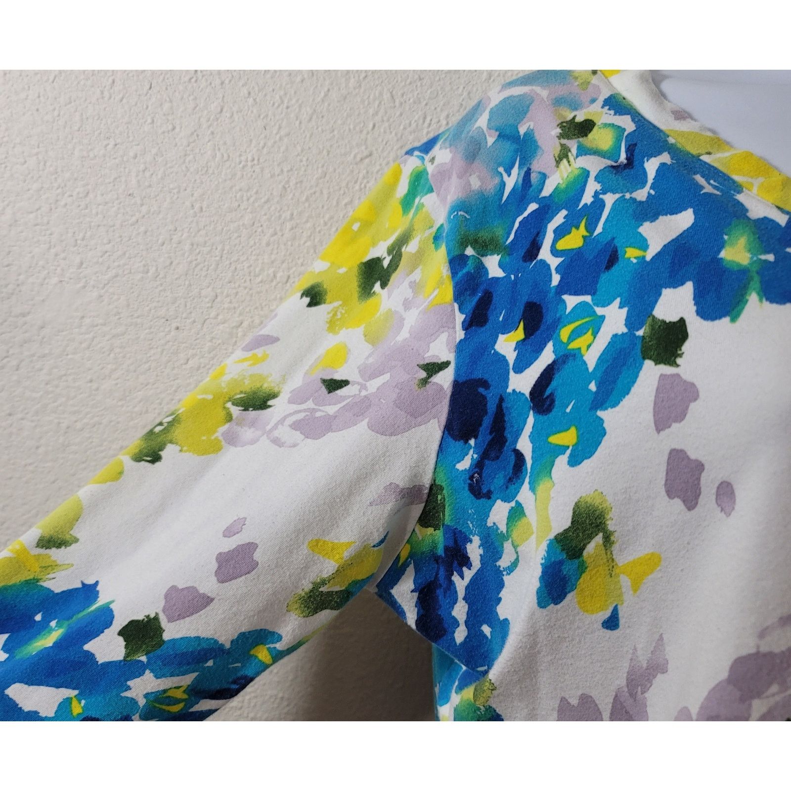 Other Erin London White Blue Yellow Abstract Print Top Large Size L / US 10 / IT 46 - 6 Thumbnail