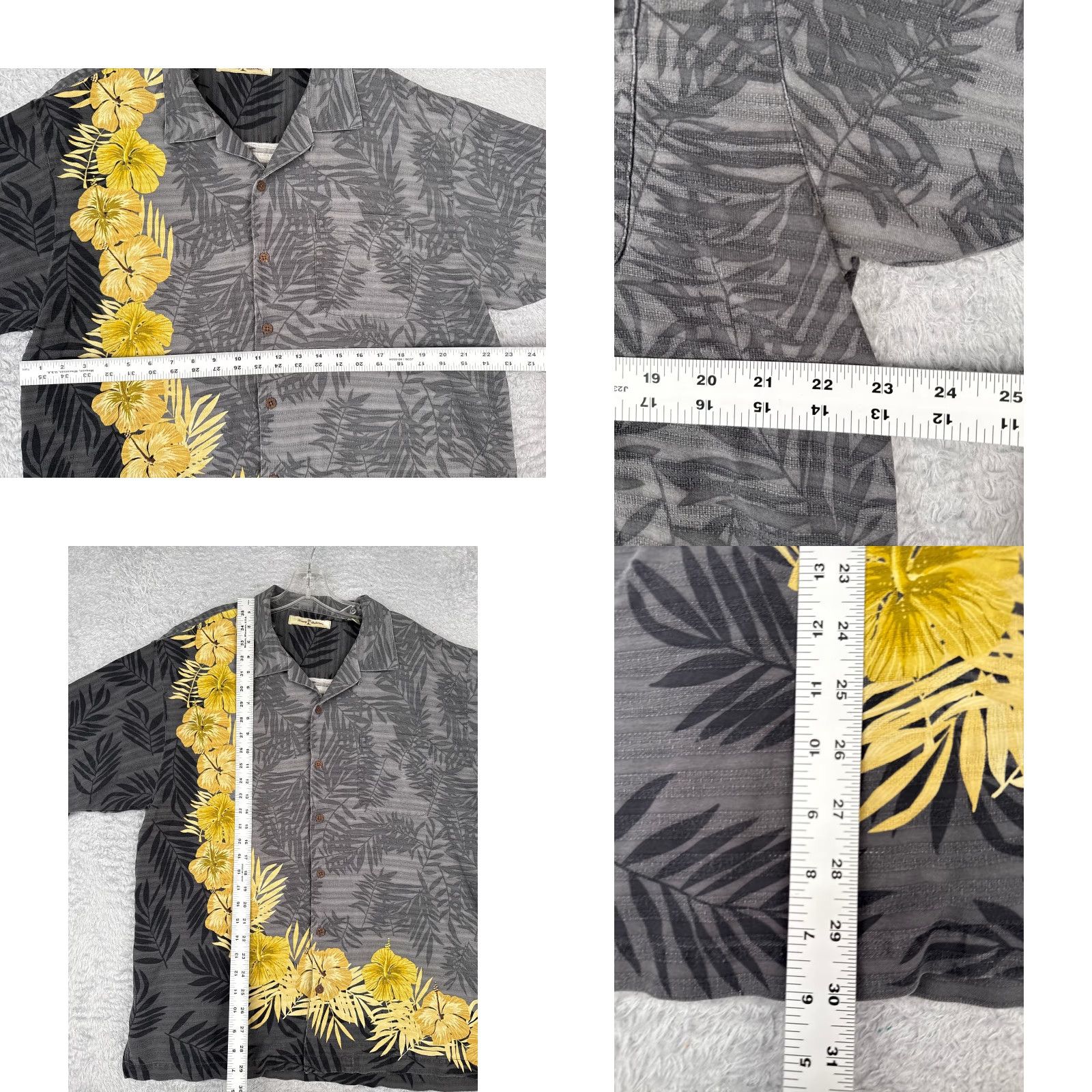 Tommy Bahama Tommy Bahama Shirt Men Extra Large Gray Yellow Floral Silk Hawaiian Button Beach Size US XL / EU 56 / 4 - 8 Thumbnail