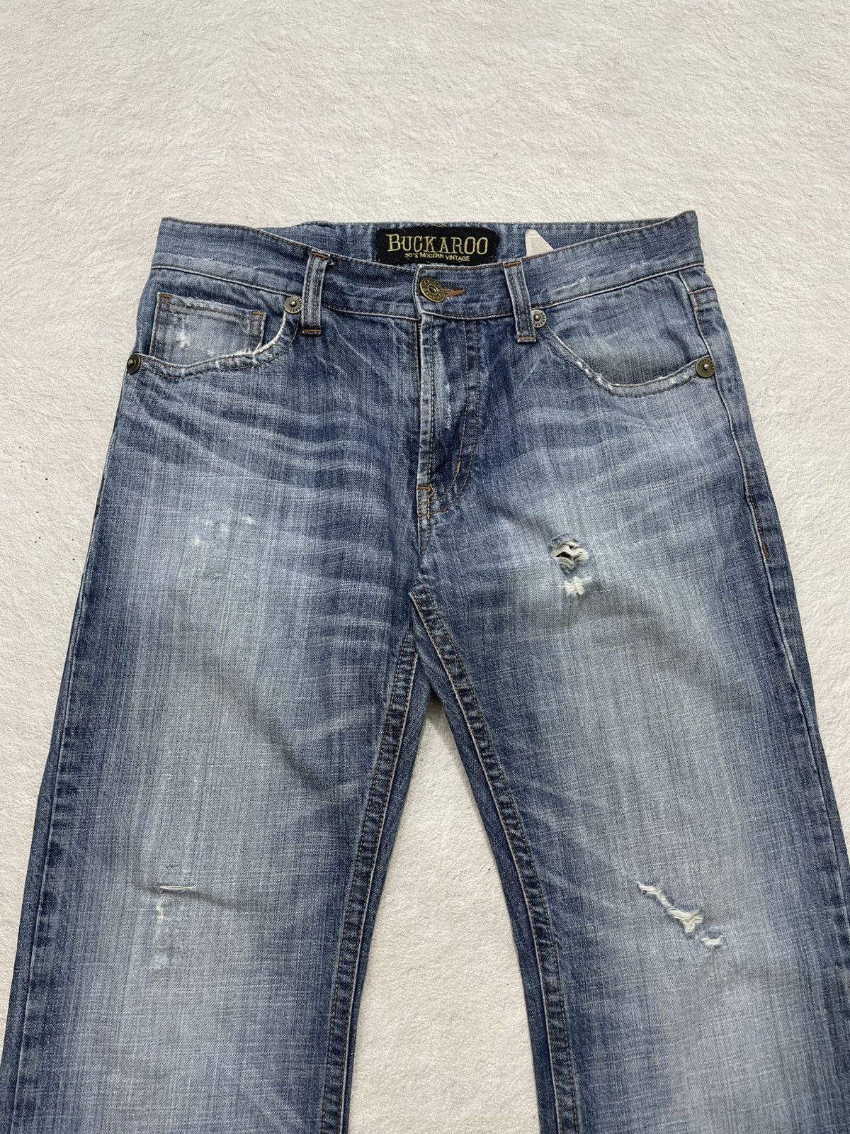 Kapital 00s Japanese Buckaroo Ripped Denim Wash Y2K Ifsix LGB Number Size US 32 / EU 48 - 2 Thumbnail