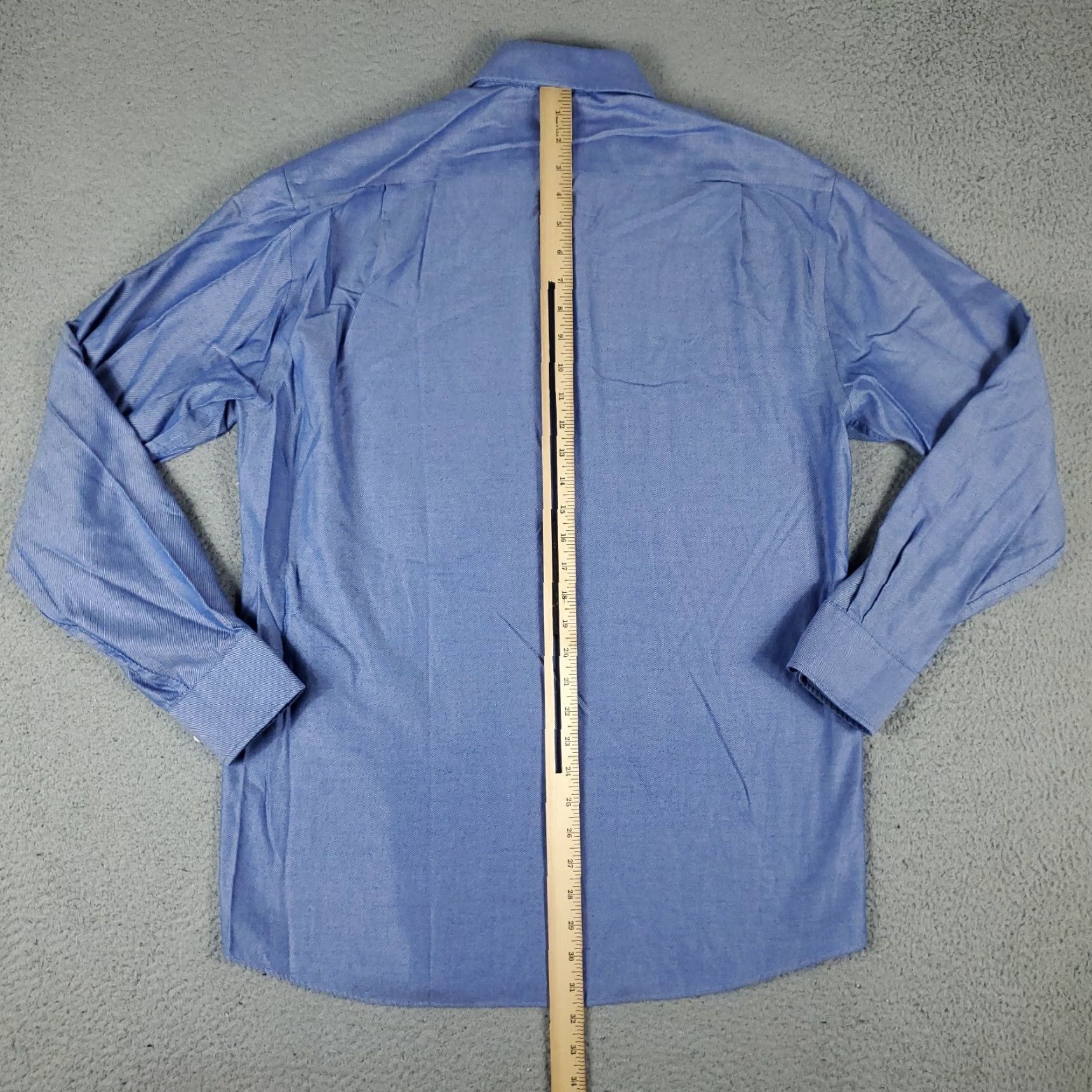 Tommy Hilfiger Tommy Hilfiger Dress Shirt Mens 15.5 Blue Solid Long Sleeve Button Up Size 40R - 5 Thumbnail