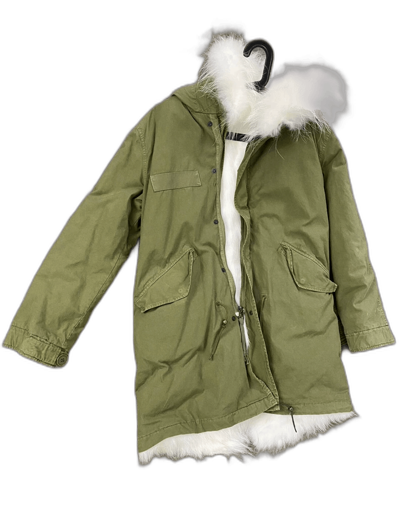 Moncler Green Fur Collar Long Coat Size US S / EU 44-46 / 1 - 1 Thumbnail