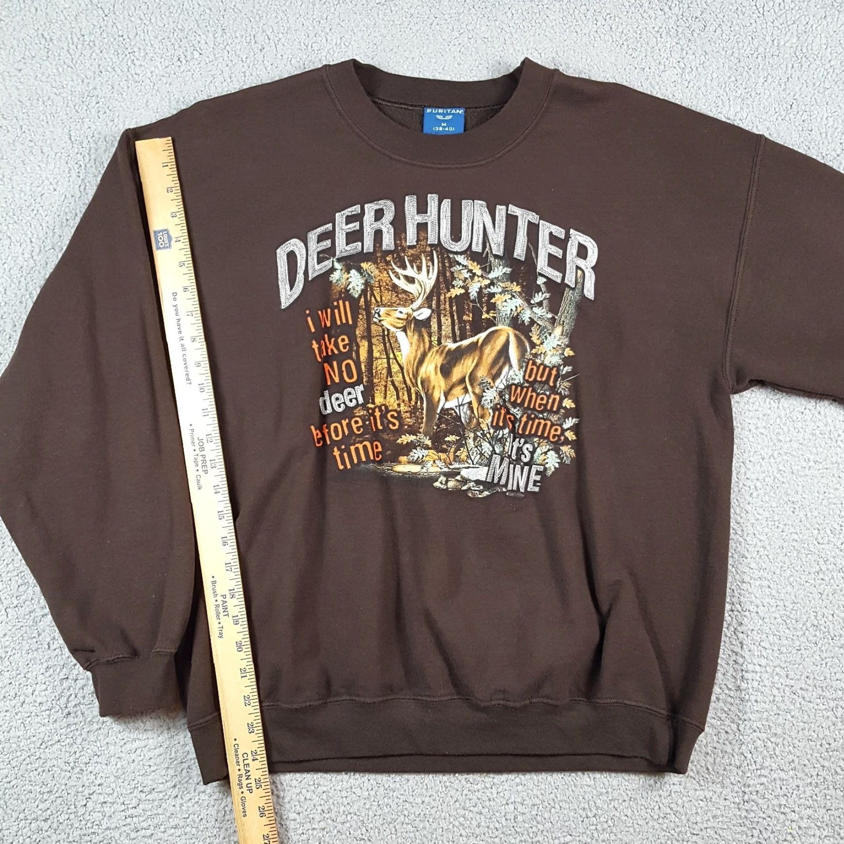 Hunter VINTAGE Puritan Deer Hunter Sweatshirt Pullover Crewneck M Brown cotton blend fleece Men Vintage 90s Outdoor Sports USA University Hunting Size US M / EU 48-50 / 2 - 7 Thumbnail