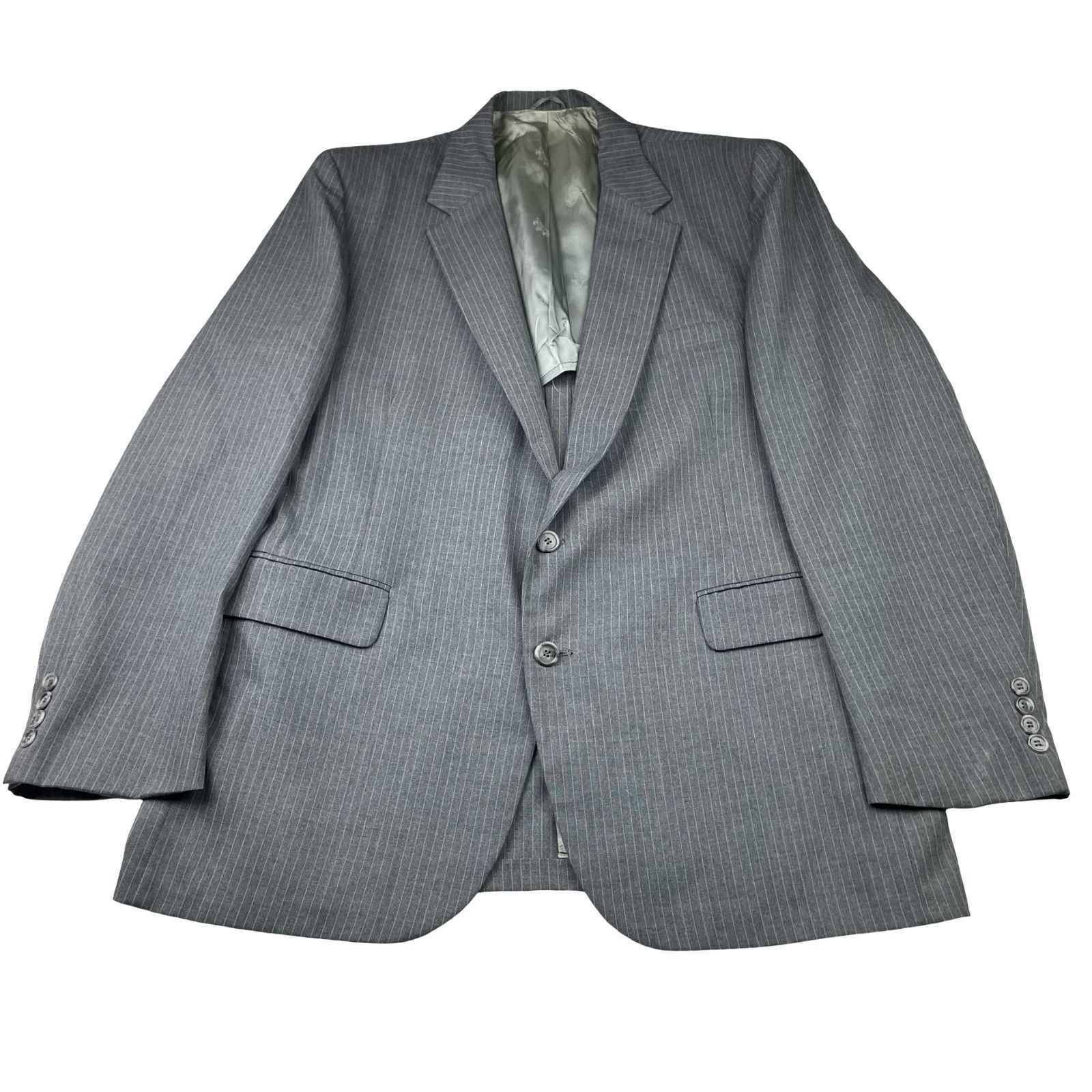 Stafford VTG Stafford Men's 100% Wool 2-Button Suit Gray Stripe • 46R Size 46R - 2 Thumbnail