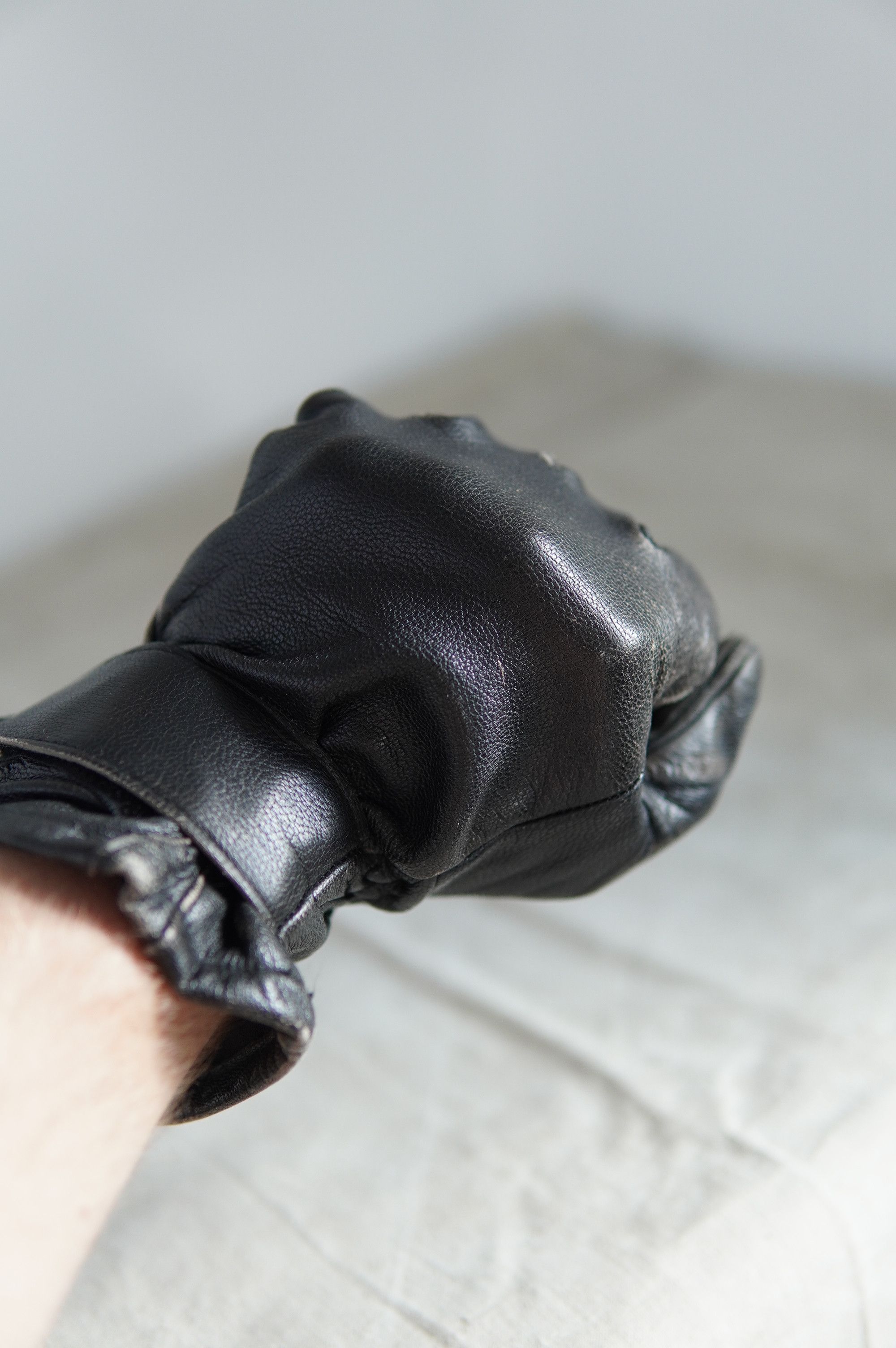 Genuine Leather Vintage German Army Motocycle Faded Leather Gloves Size ONE SIZE - 10 Thumbnail