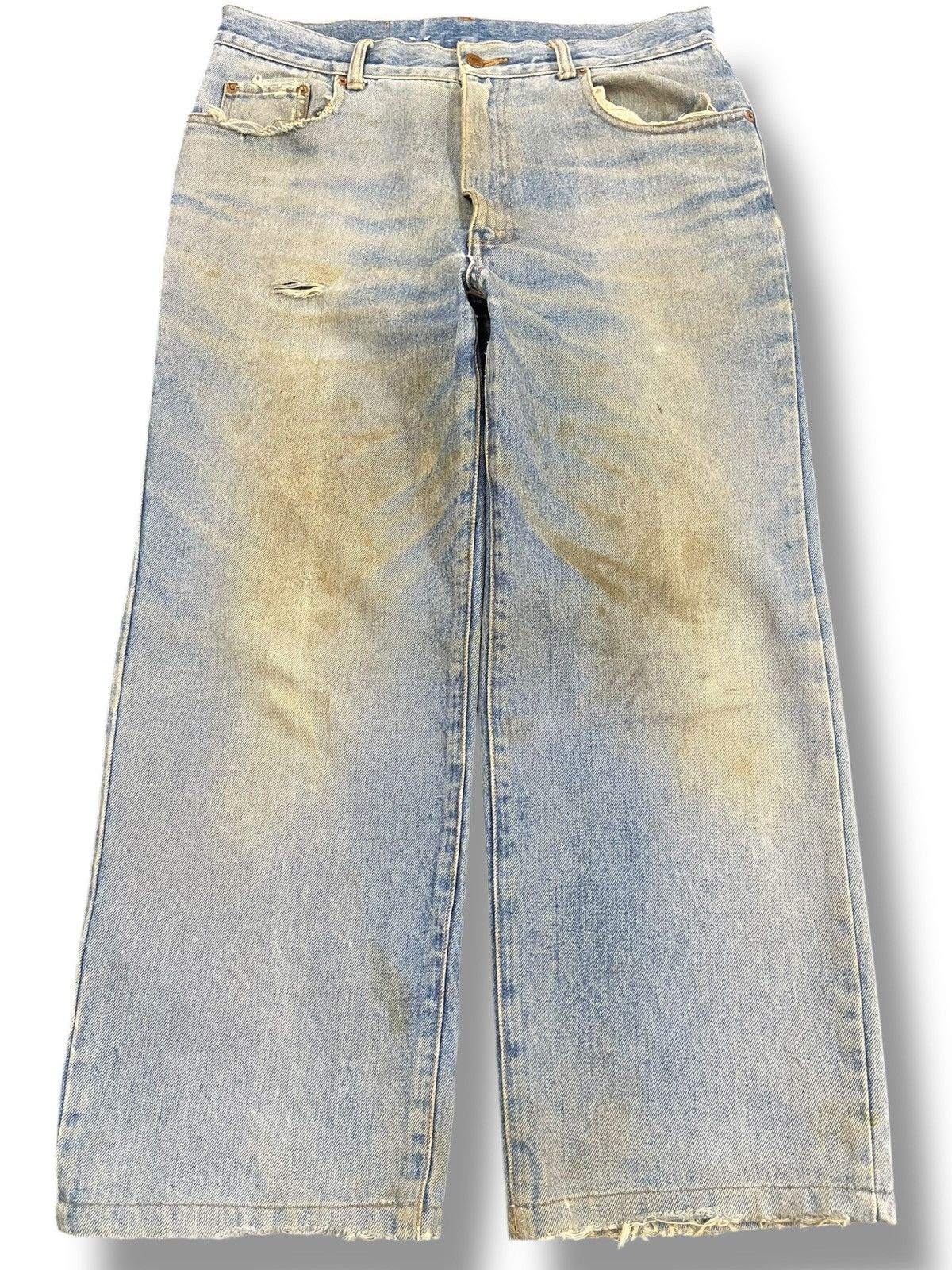 Japanese Brand Vintage Blue Chaser Baggy Mudwash Denim Size US 33 - 1 Thumbnail