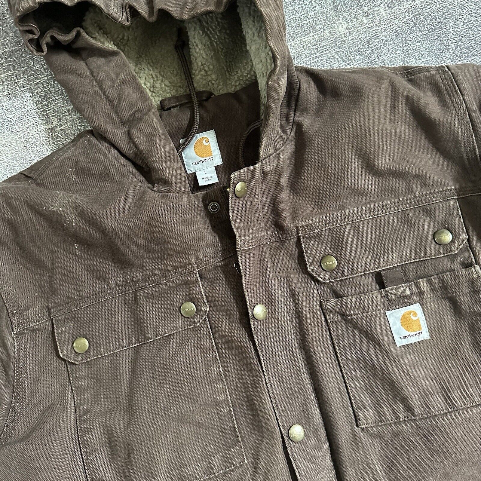 Carhartt Carhartt Bartlett Washed Duck Sherpa Lined Brown Jacket Sz L Size US L / EU 52-54 / 3 - 2 Thumbnail