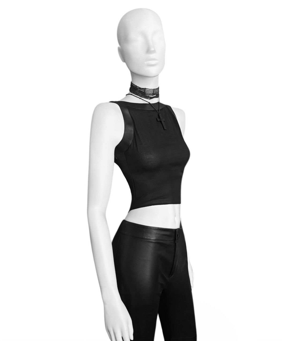 Gucci Gucci by Tom Ford S/S 1999 Runway Silk & Leather Blouse Size S / US 4 / IT 40 - 3 Thumbnail
