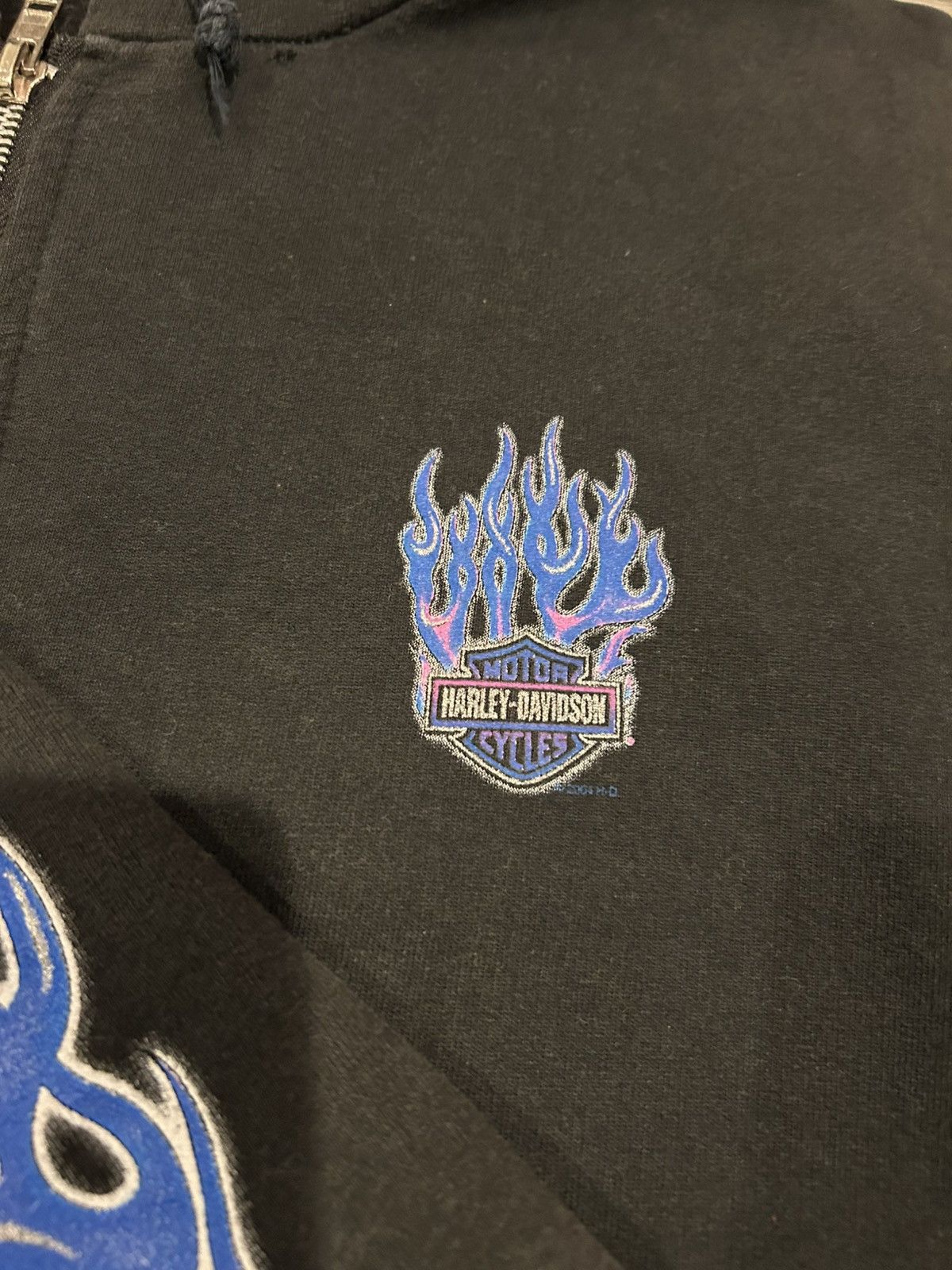 Harley Davidson Vintage Harley Davidson blue flames black zip-up hoodie Size US L / EU 52-54 / 3 - 3 Thumbnail