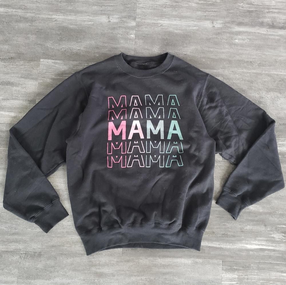 Designer Black Mama Mama Sweatshirt Long Sleeve Size M / US 6-8 / IT 42-44 - 1 Thumbnail