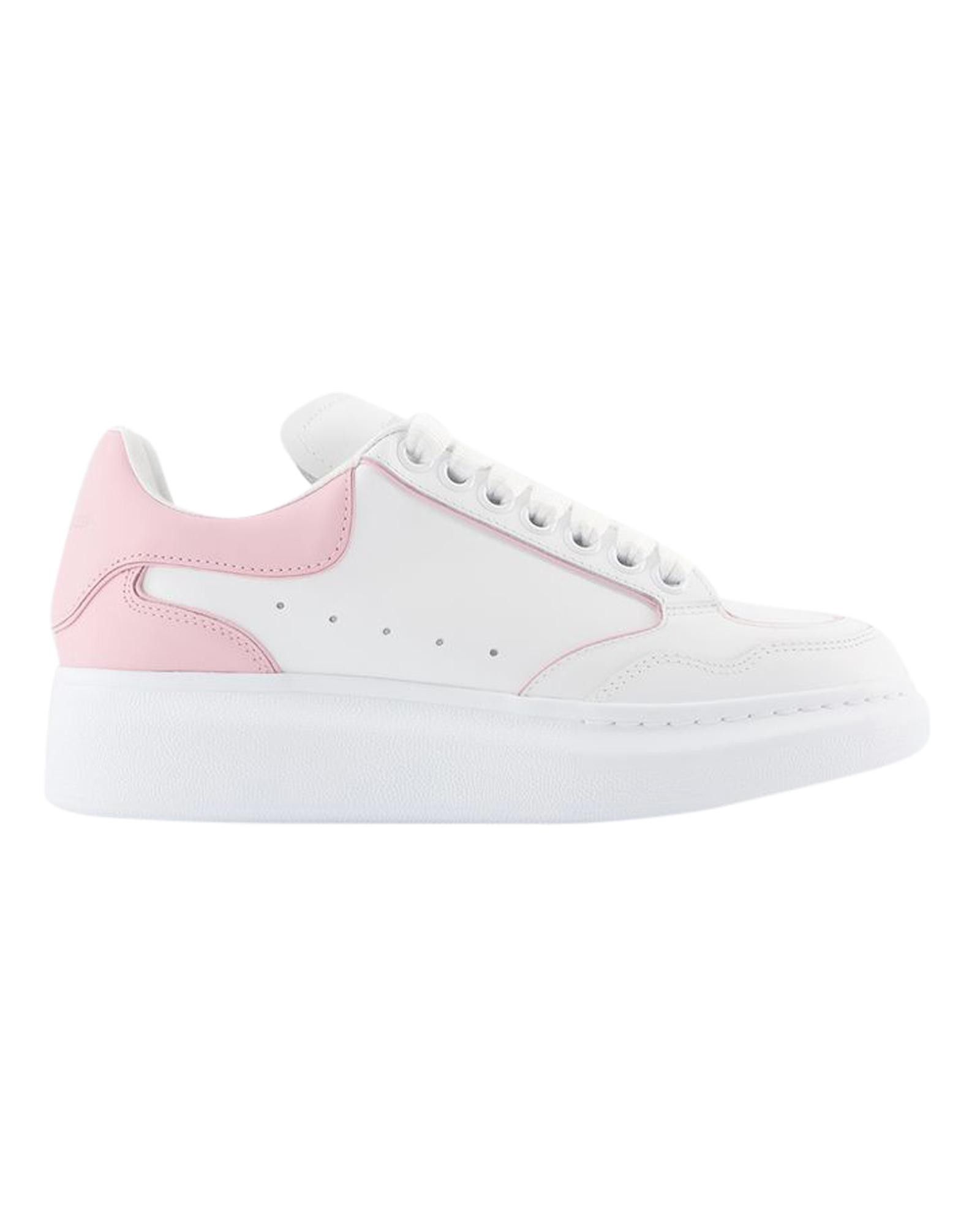 image of Alexander Mcqueen White/pink Leather Oversized Sneakers - Rubber Sole, Women's (Size 7)