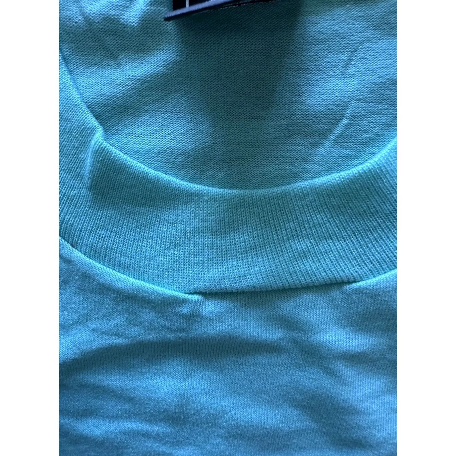 Vintage VINTAGE Screen Stars T-Shirt Turquoise L Men Short Sleeve 1980s 1990s Single Stitch NWOT Cotton Blend Made in USA Size US L / EU 52-54 / 3 - 2 Thumbnail