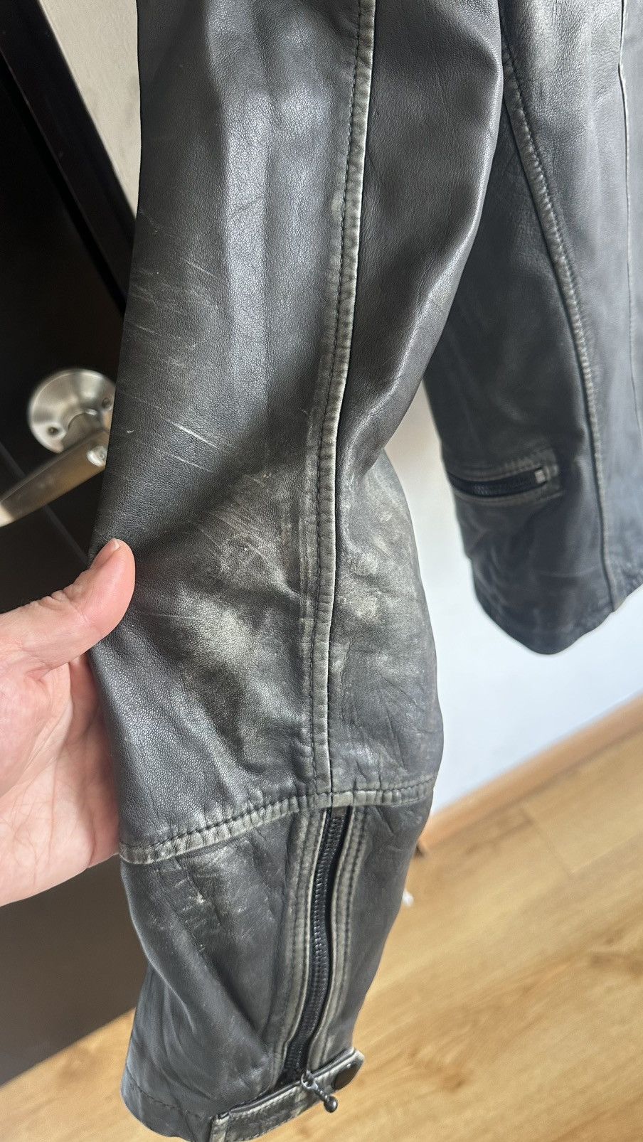 Allsaints All Saints Gray quilted Cargo biker moto leather Jacket XS Size US XS / EU 42 / 0 - 13 Thumbnail