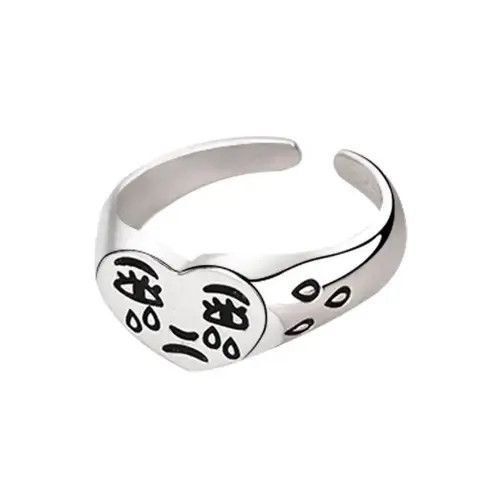 VIBE Silver Ring Crying Heart Retro Hip Hop Style y2k Size ONE SIZE - 8 Thumbnail
