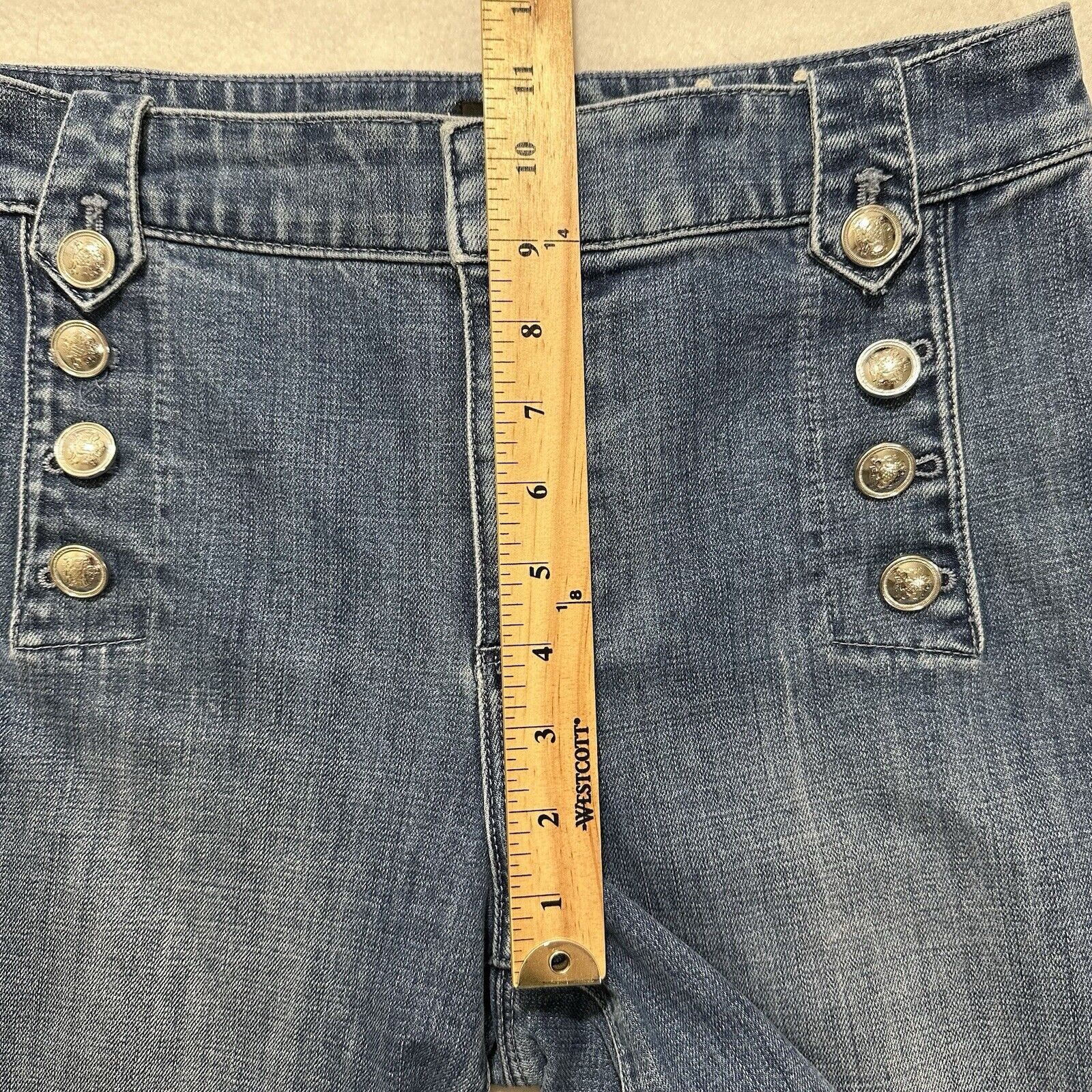 Other Talbots Sailor 6P Capri Blue Jeans 22" Inseam Silver Buttons Size 28" / US 6 / IT 42 - 16 Thumbnail