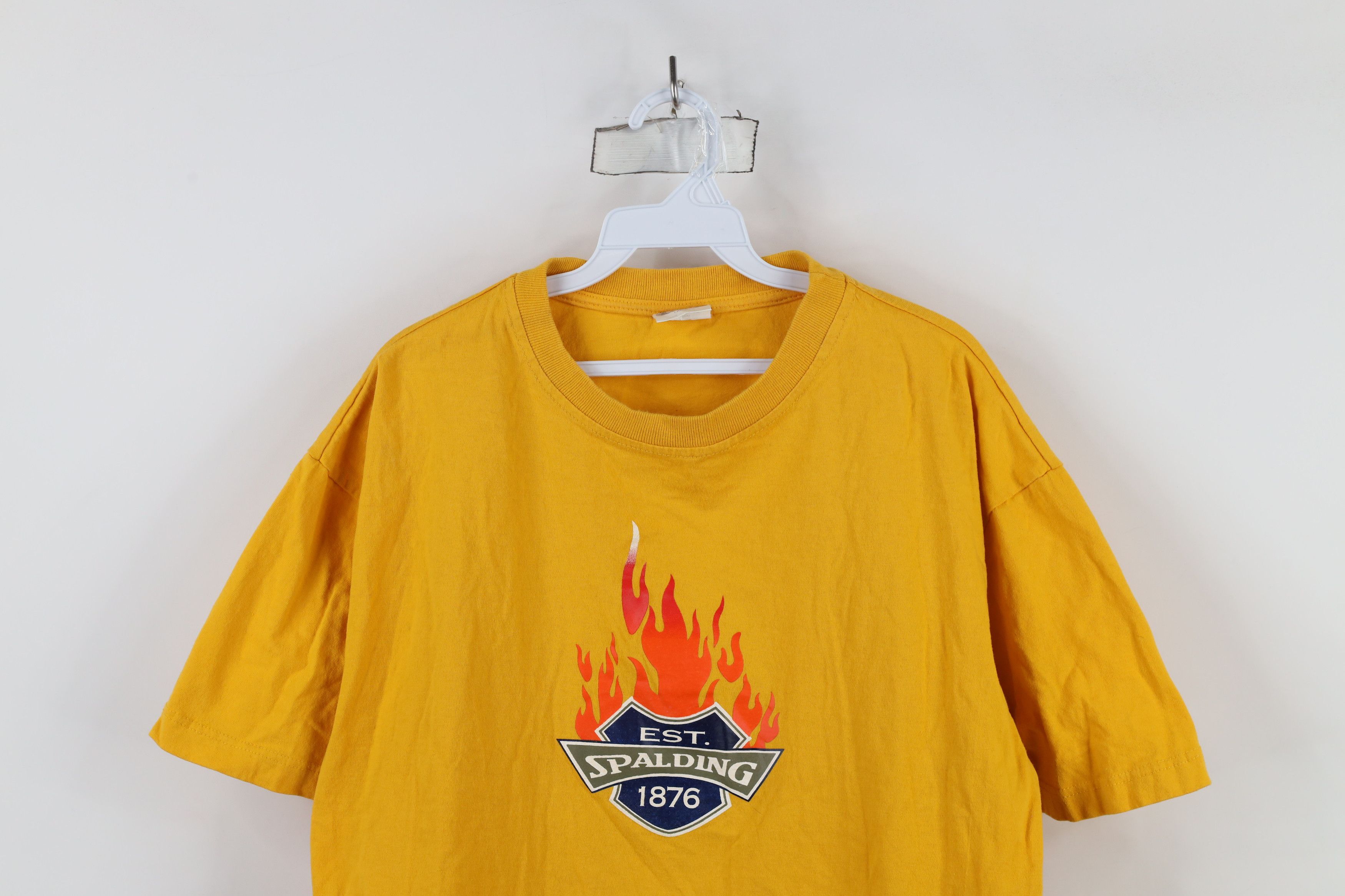 Vintage Vintage 90s Spalding Fire Flames Short Sleeve T-Shirt Yellow Size US L / EU 52-54 / 3 - 2 Thumbnail