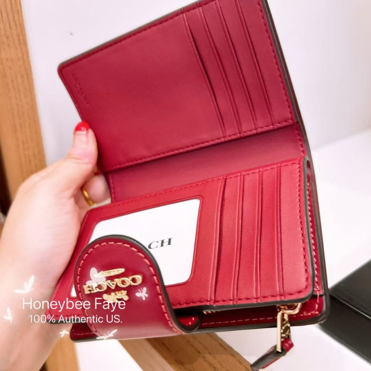 Coach 🍒 Medium Corner Zip Wallet In Signature Canvas Cherry CZ342 Size ONE SIZE - 3 Thumbnail
