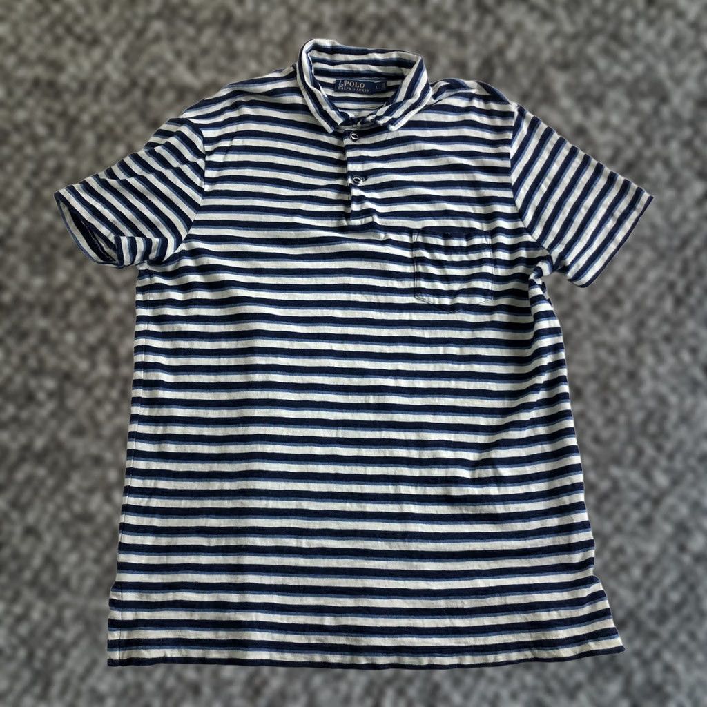 Polo Ralph Lauren Polo Ralph Lauren Polo Shirt Mens L Short Sleeve Blue Striped Golf Regular Fit Size US L / EU 52-54 / 3 - 1 Thumbnail
