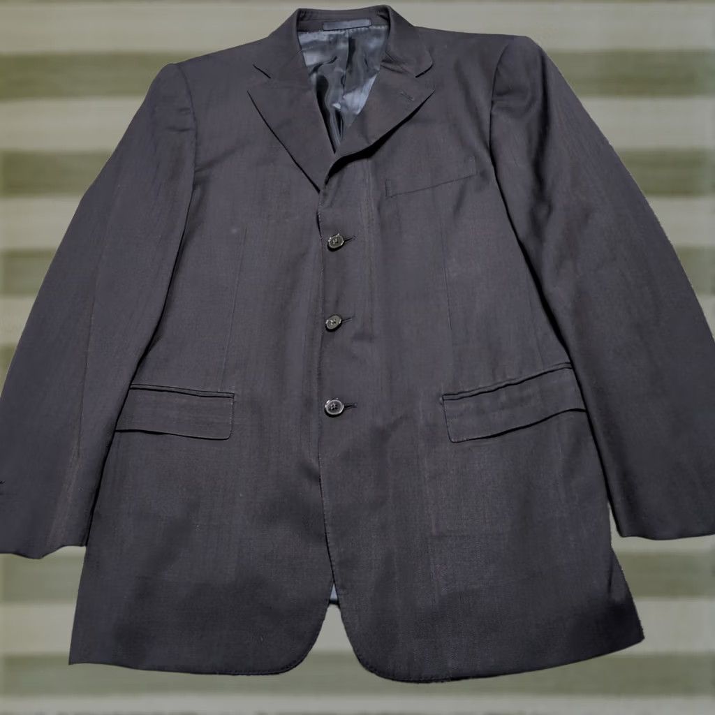 Ermenegildo Zegna Ermenegildo Zegna Blazer Sport Coat Jacket Mens 42R Black Plaid 3 Button Notch Lapel Wool Double-Vented Regular Chest 42 Size 42R - 1 Thumbnail