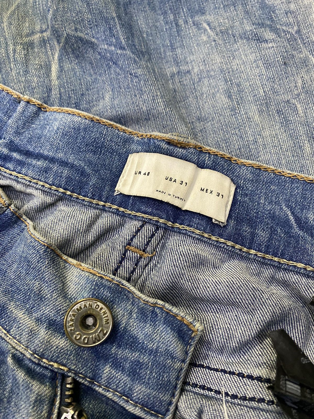 Zara Zara Man Biker Distressed Denim Size US 31 - 9 Thumbnail