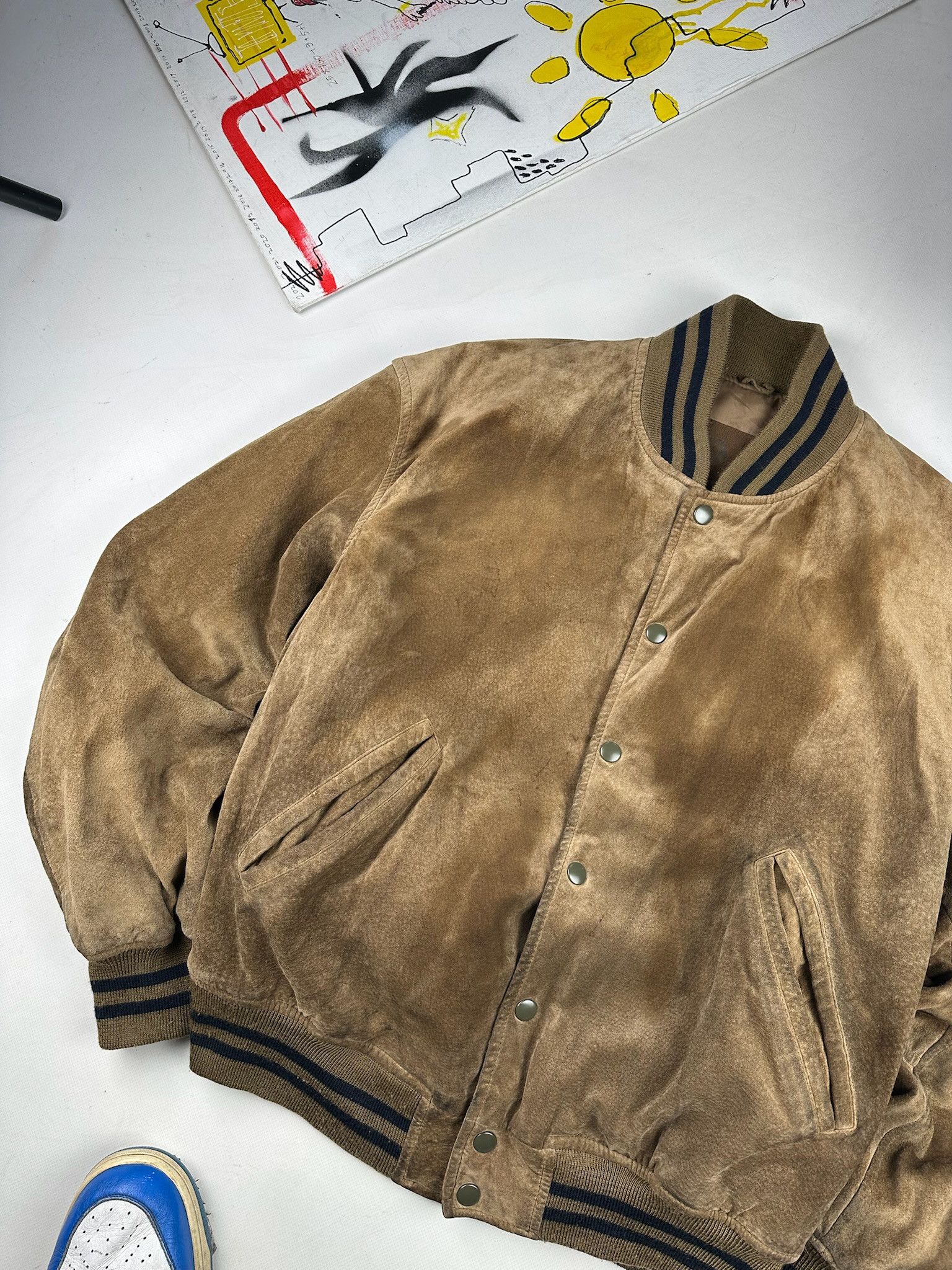 PERSON'S Vintage Person's suede leather Varsity Jacket Size US L / EU 52-54 / 3 - 11 Thumbnail