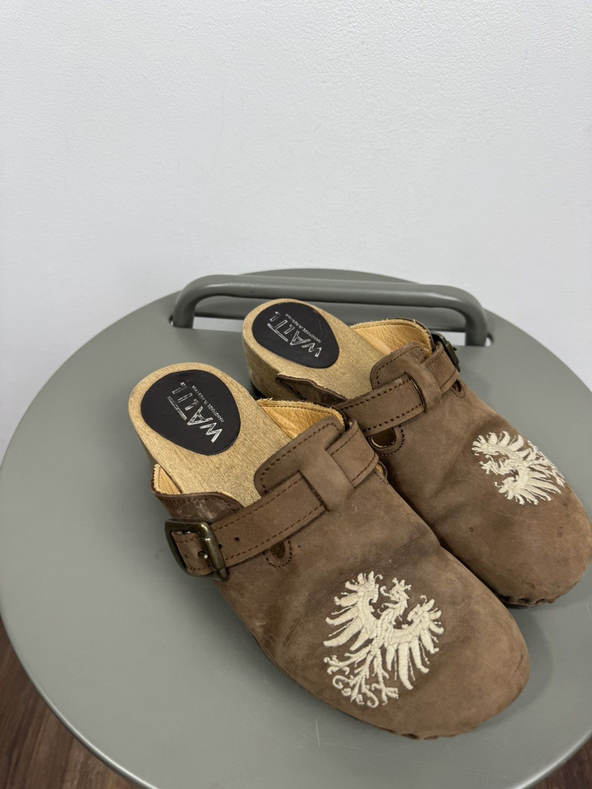 Other WALT Handmade Austrian Leather Wooden Clogs Sandals EU 37 Size US 6 / IT 36 - 2 Thumbnail
