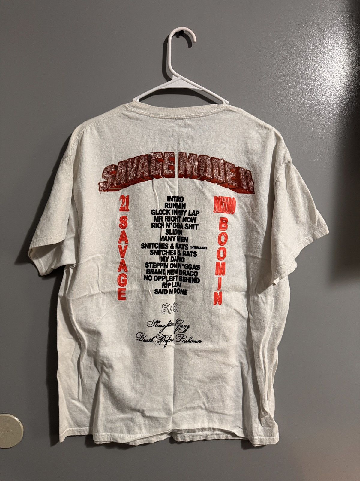 21 Savage 21 Savage - SAVAGE MODE 2 White Tee Size US L / EU 52-54 / 3 - 2 Thumbnail