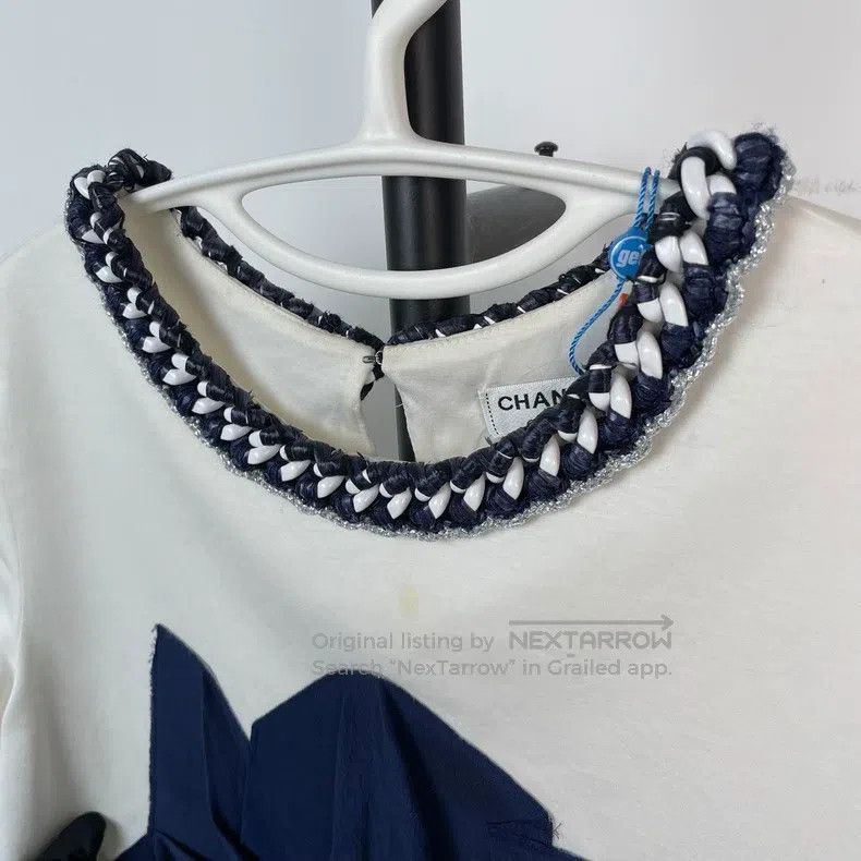 Chanel Chanel White and blue T-shirt Size XXS / US 00 / IT 34 - 3 Thumbnail