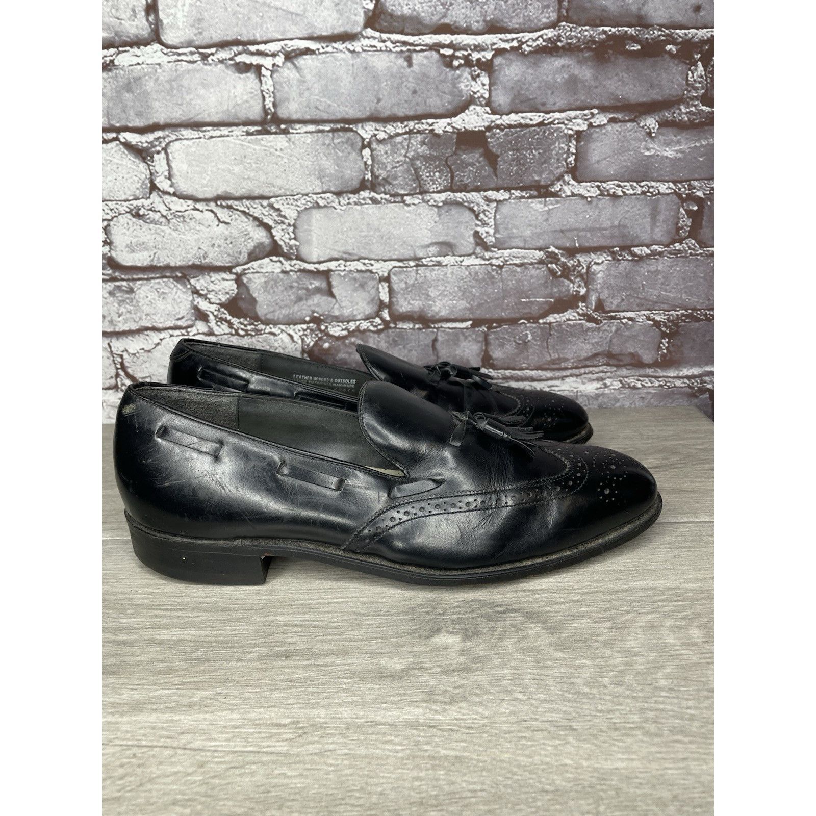 JOHN LAWRENCE SULLIVAN O'Sullivan Black Leather Wingtip VTG Loafers Dress Shoes Men Size US 12 / EU 45 - 4 Thumbnail