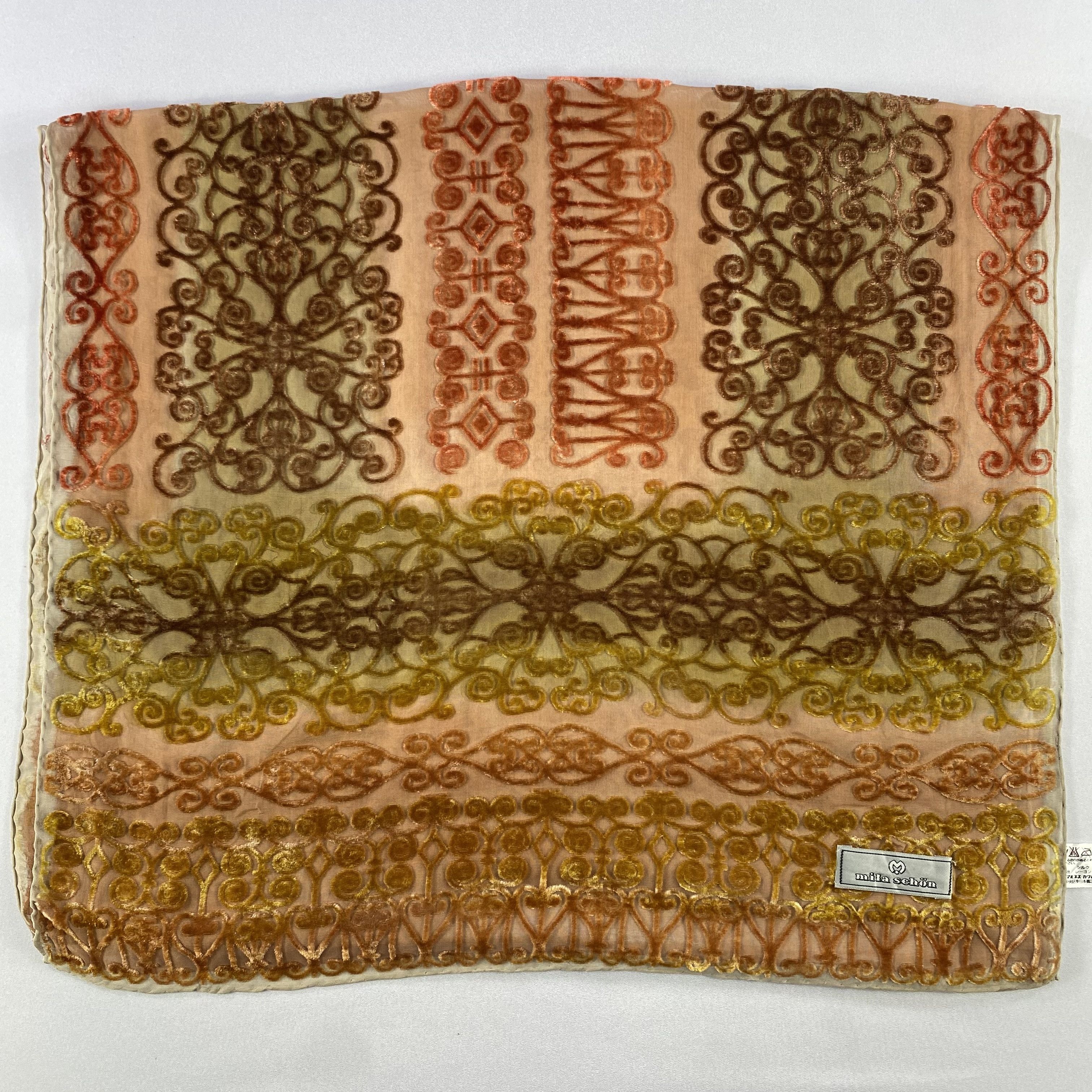 Japanese Brand × Mila Schon × Vintage Vintage Mila Schon Silk Scarf Hand Rolled Floral SS058 Size ONE SIZE - 2 Thumbnail